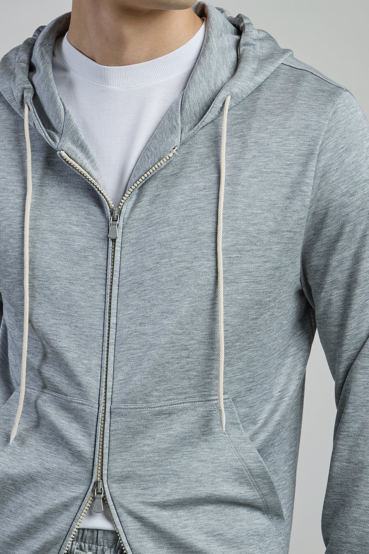 Men's Full Zip Silk Cotton Hoodie with Alcantara Details | Eleventy - Image 4