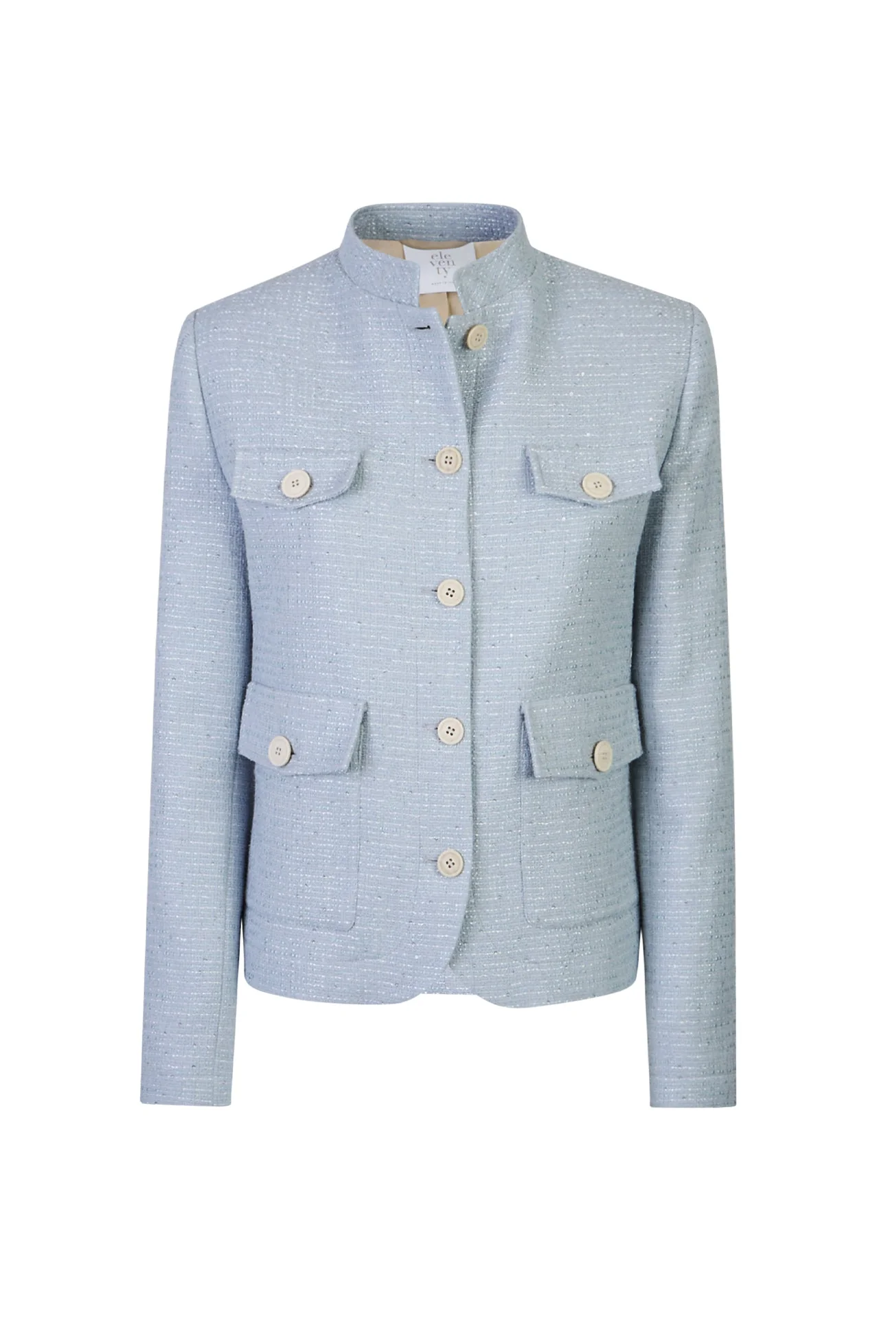 Women's Cotton Bouclé Standing Collar Field Jacket | Eleventy