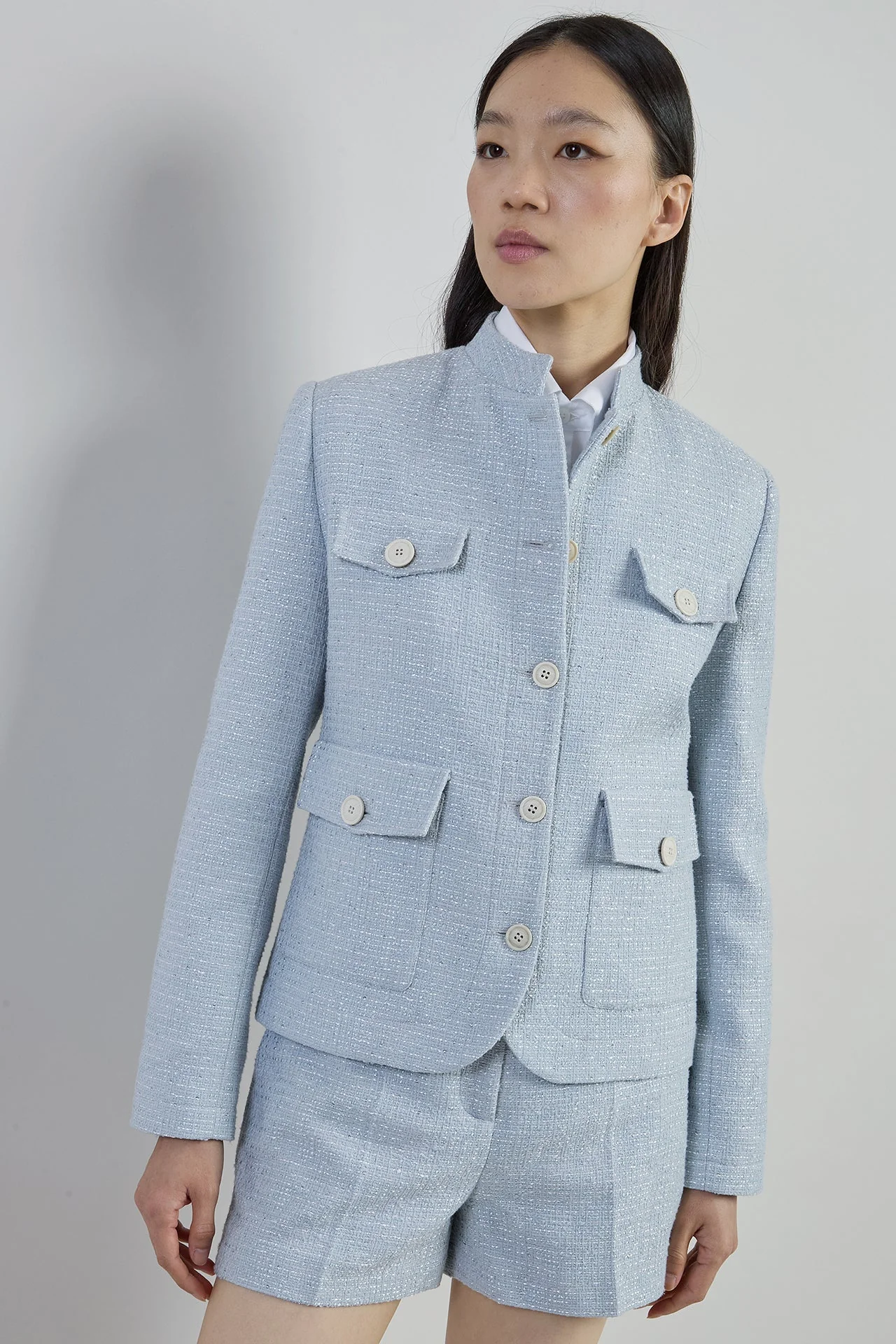 Women's Cotton Bouclé Standing Collar Field Jacket | Eleventy - Image 2
