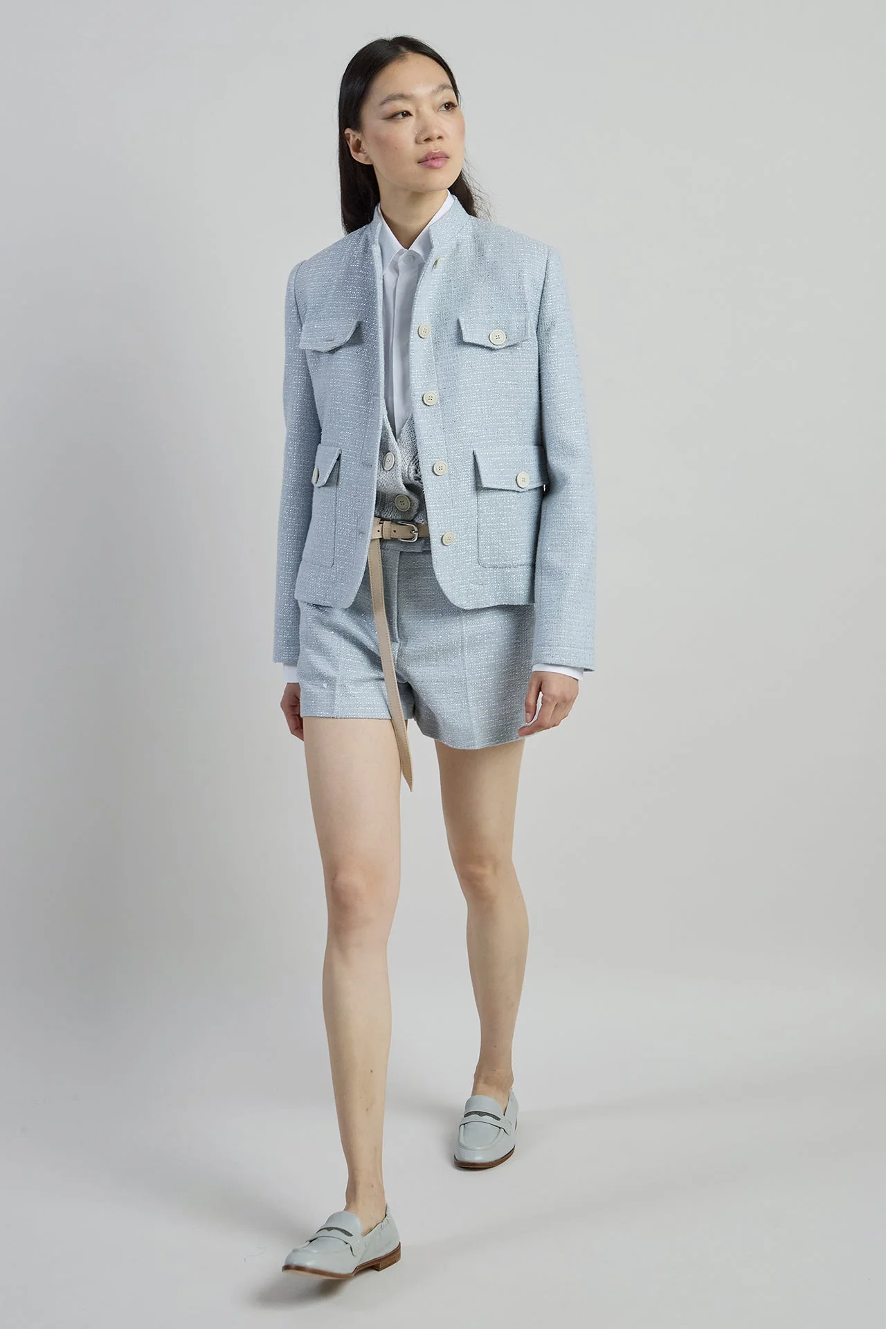 Women's Cotton Bouclé Standing Collar Field Jacket | Eleventy - Image 5