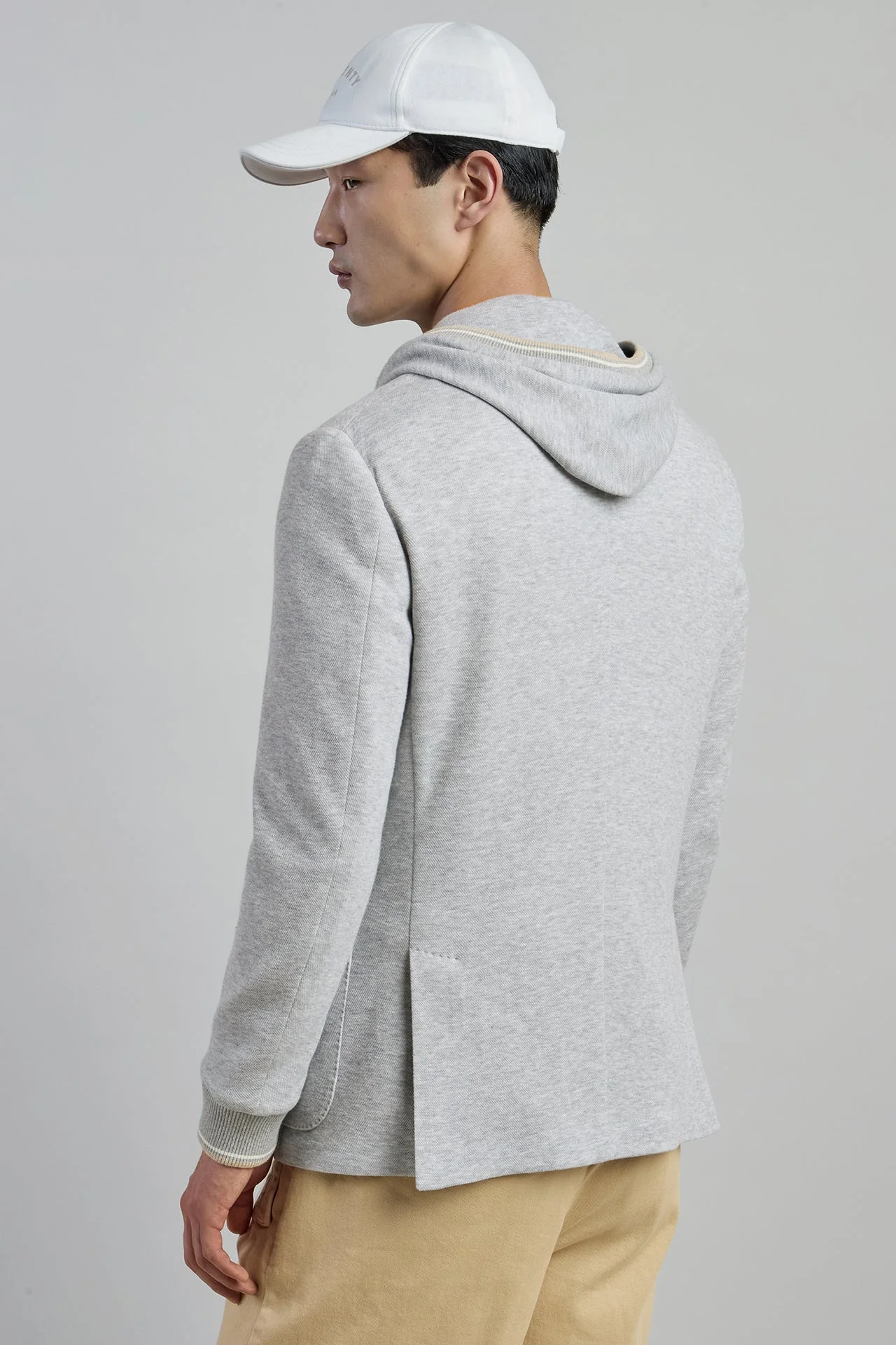 Men's Cotton Jersey Jacket with Detachable Hooded Bib | Eleventy - Image 3