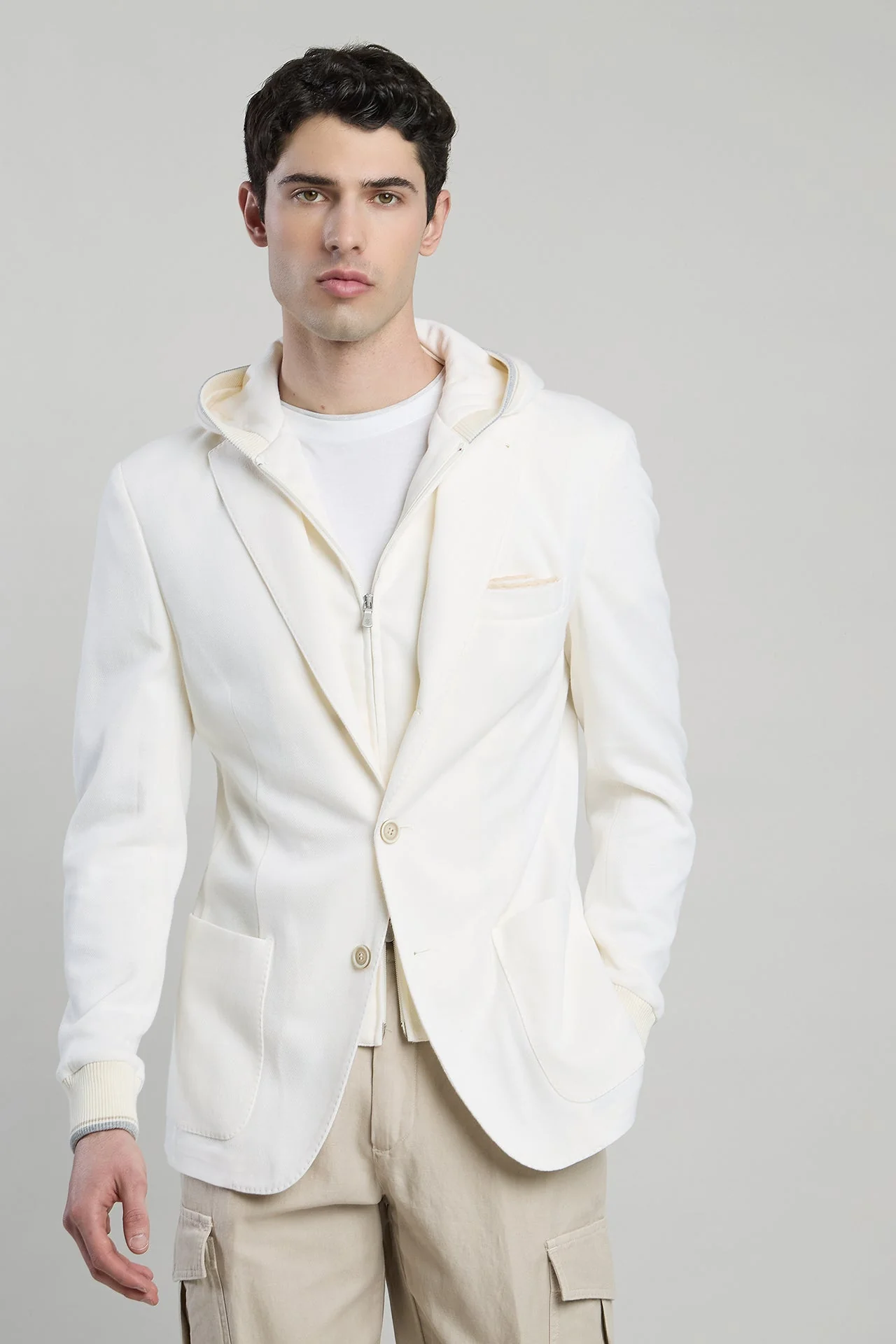 Men's Cotton Jersey Jacket with Detachable Bib | Eleventy - Image 2
