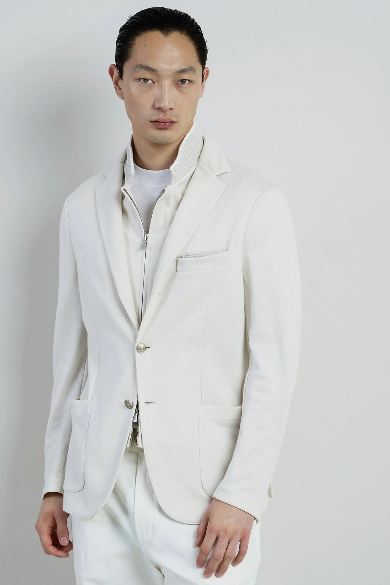 Men's Cotton Linen Jacket with Detachable Bib | Eleventy - Image 2