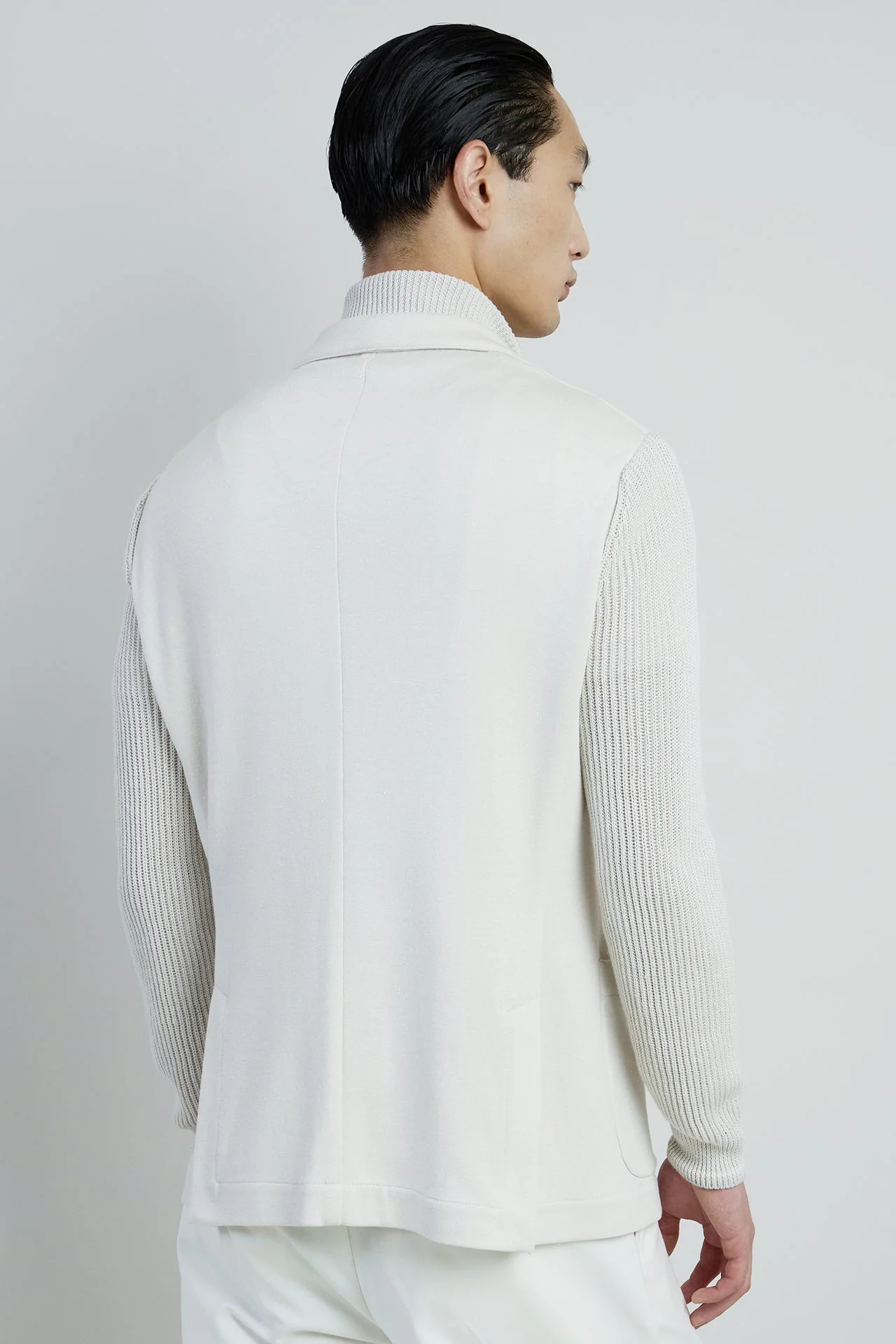 Men's Cotton Linen Single-Breasted Jacket with Bib | Eleventy - Image 3