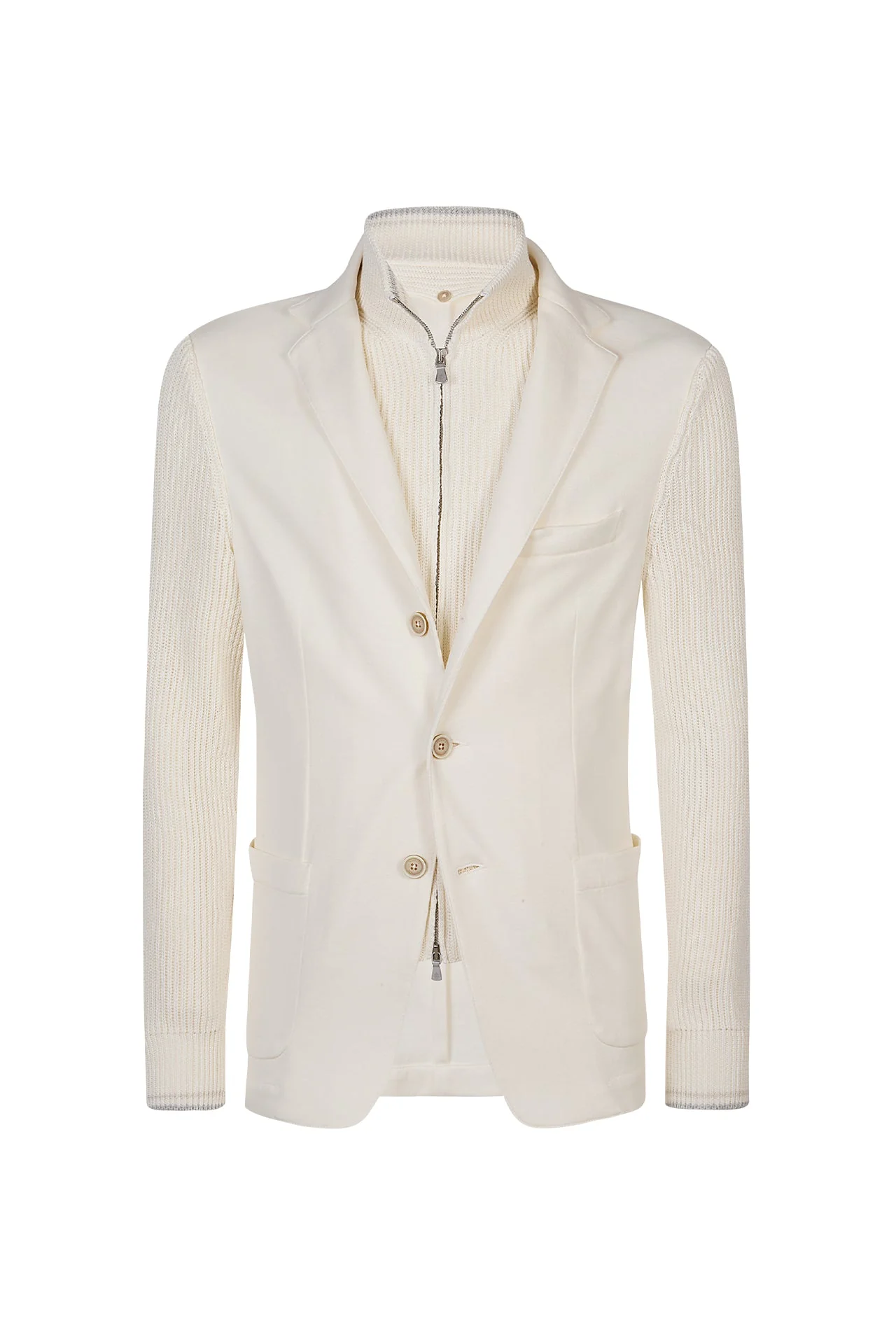 Men's Cotton Linen Bib Jacket with Knit Sleeves | Eleventy