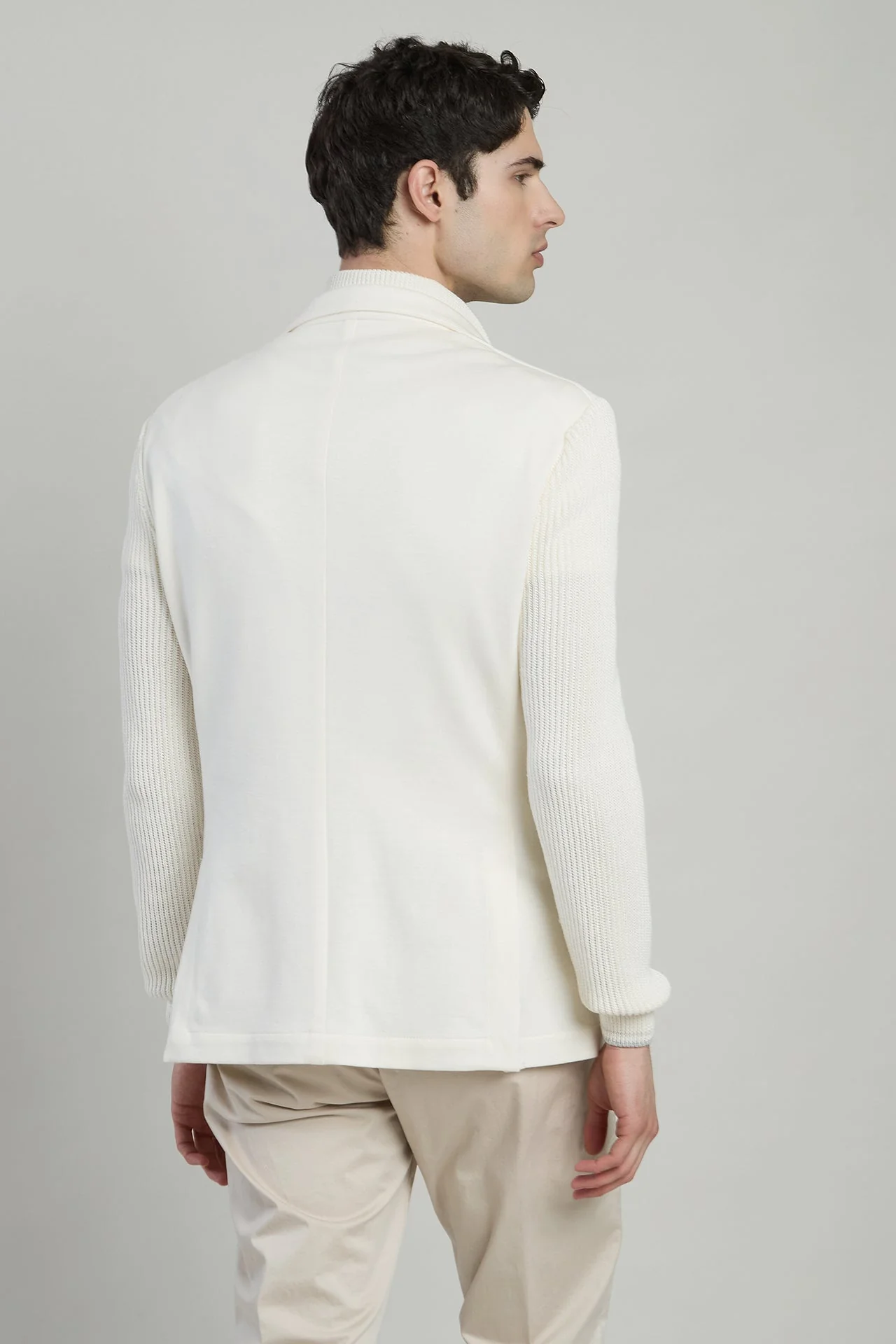 Men's Cotton Linen Bib Jacket with Knit Sleeves | Eleventy - Image 3