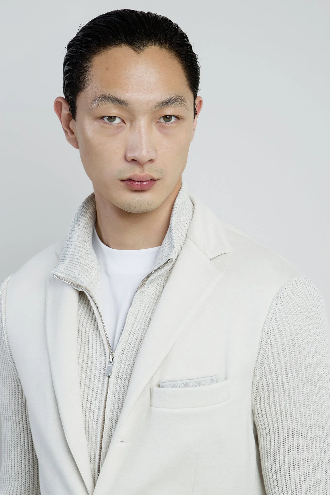Men's Cotton Linen Single-Breasted Jacket with Bib | Eleventy - Image 4