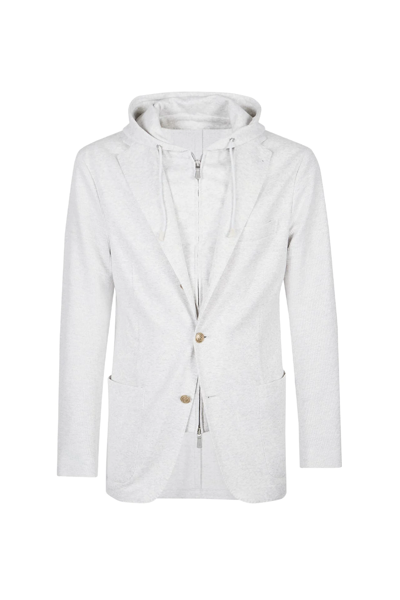 Men's Cotton Linen Bib Jacket with English Rib Stitch | Eleventy