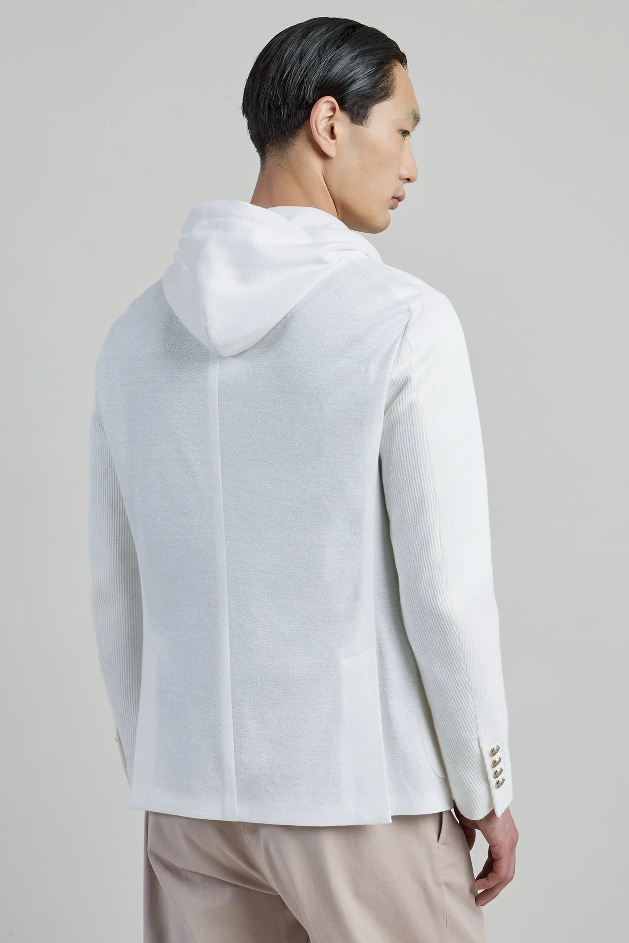Men's Cotton Linen Bib Jacket with English Rib Stitch | Eleventy - Image 3