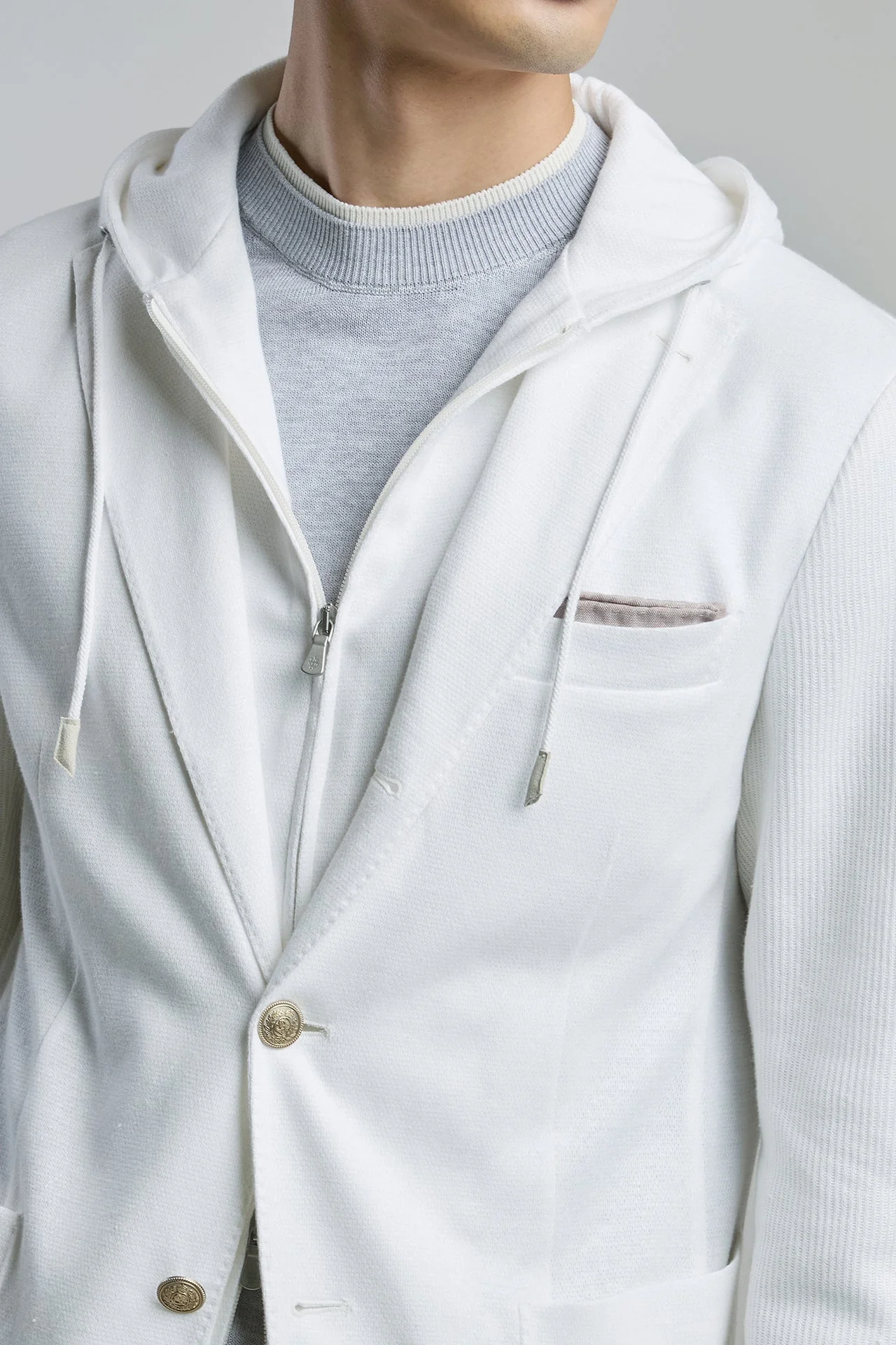 Men's Cotton Linen Bib Jacket with English Rib Stitch | Eleventy - Image 4