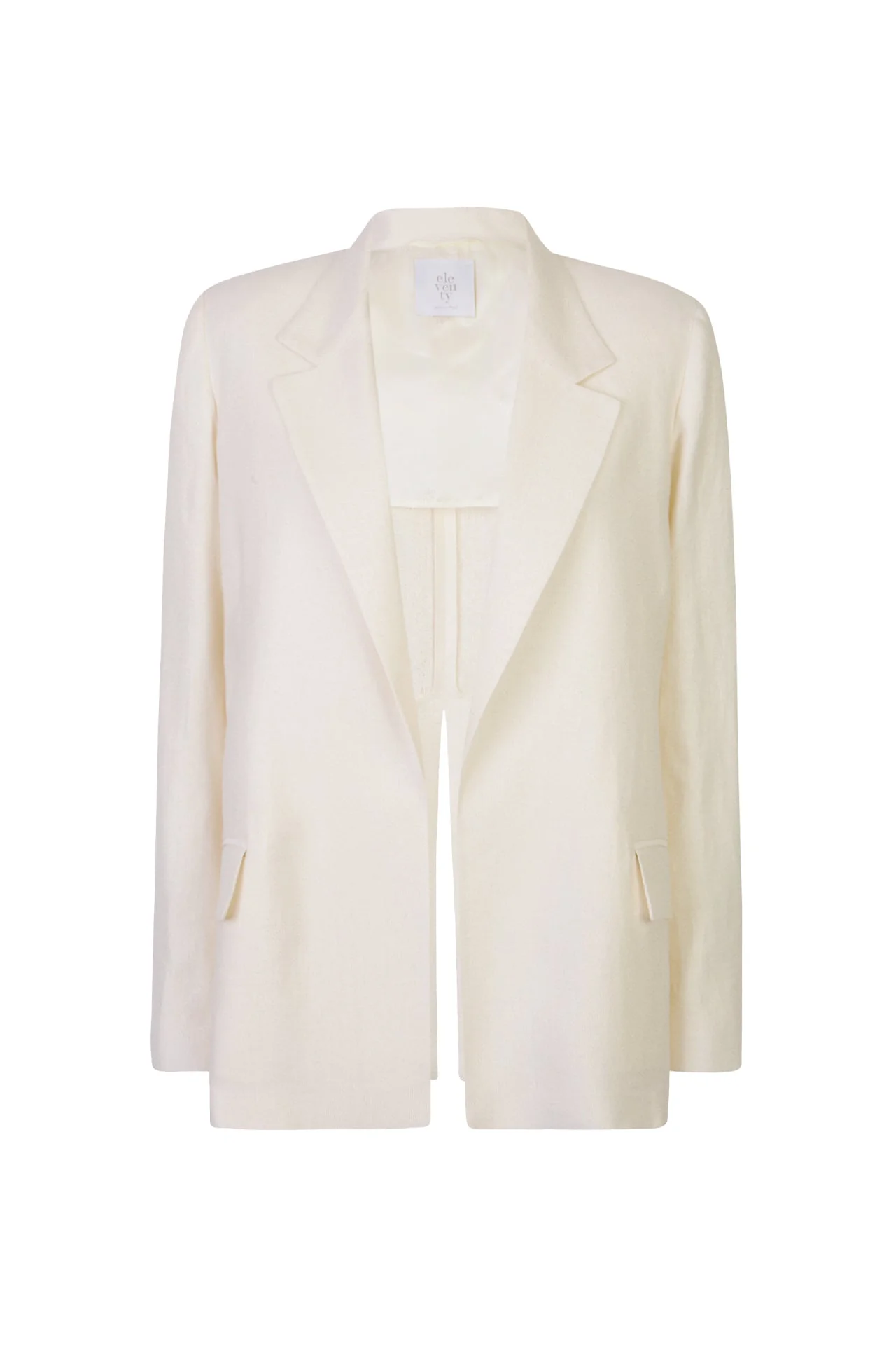Single-Breasted Linen and Lurex Jacket with Side Slits | Eleventy