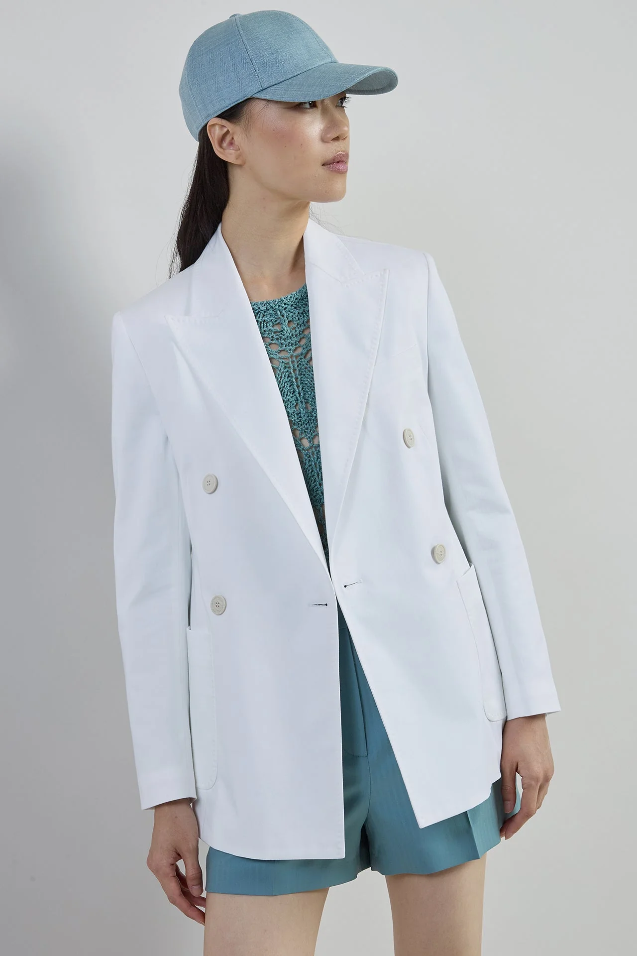 Women's Double-Breasted Stretch Cotton Jacket | Eleventy - Image 2