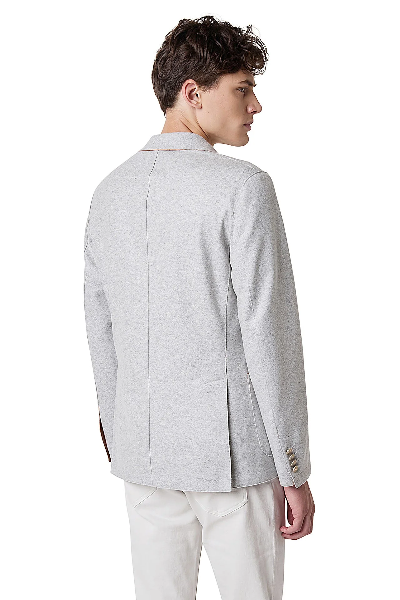 DOUBLE BREASTED WOOL AND LEATHER JACKET - Image 3