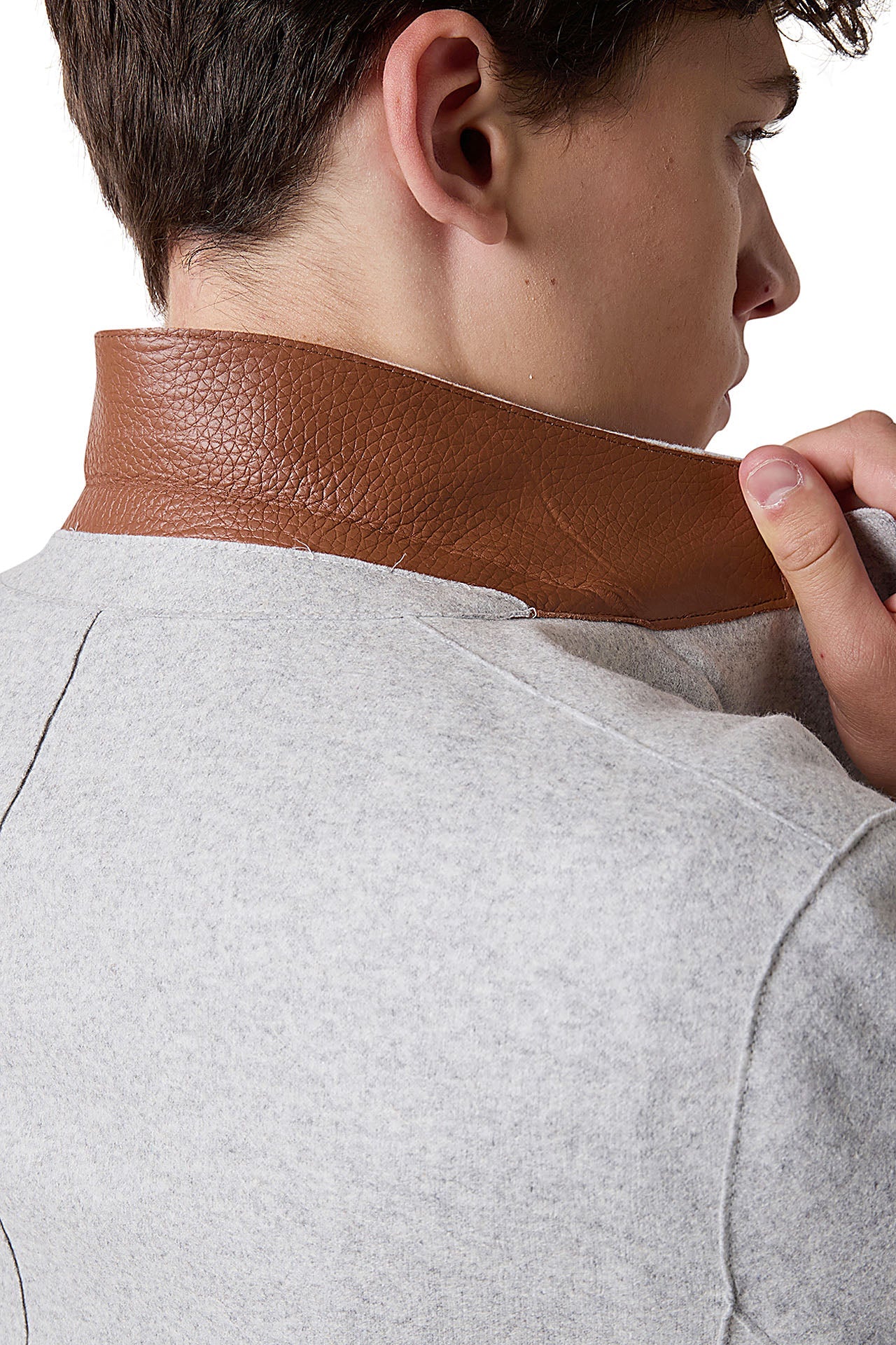 DOUBLE BREASTED WOOL AND LEATHER JACKET - Image 6