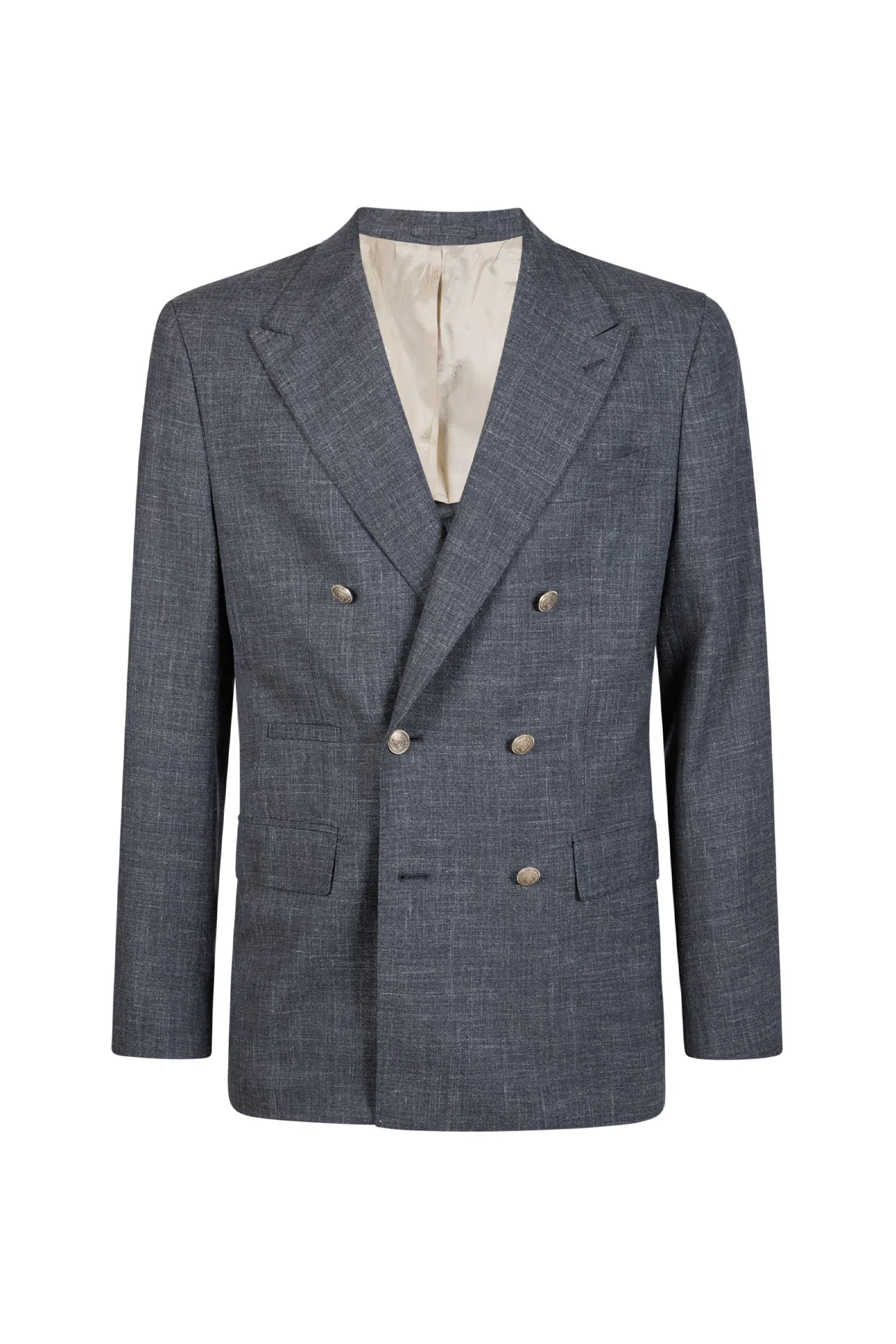 Men's Double-Breasted Wool Silk and Linen Jacket | Eleventy