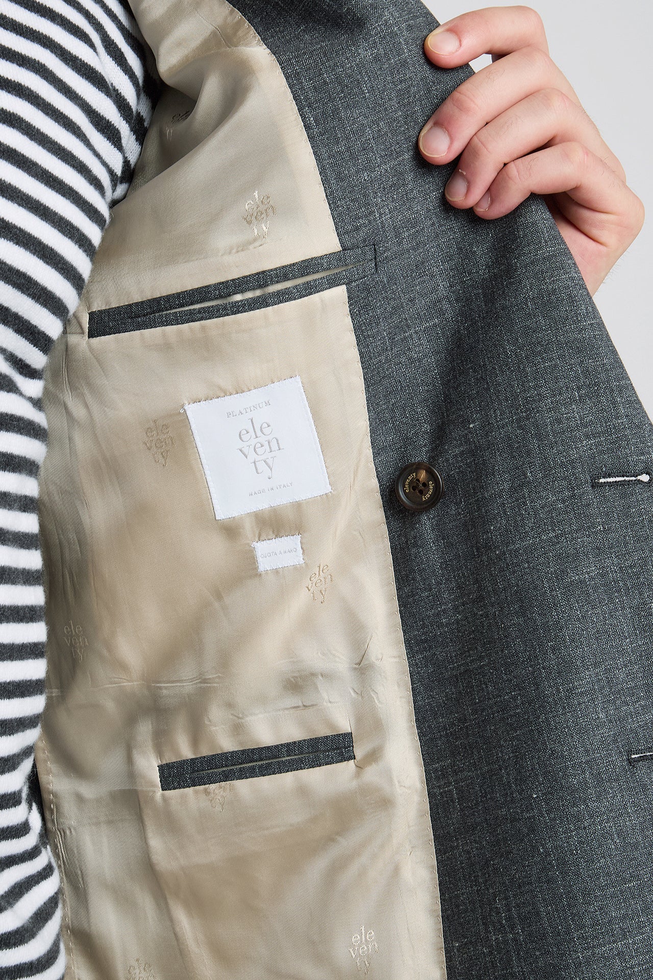 Men's Double-Breasted Wool Silk and Linen Jacket | Eleventy - Image 5