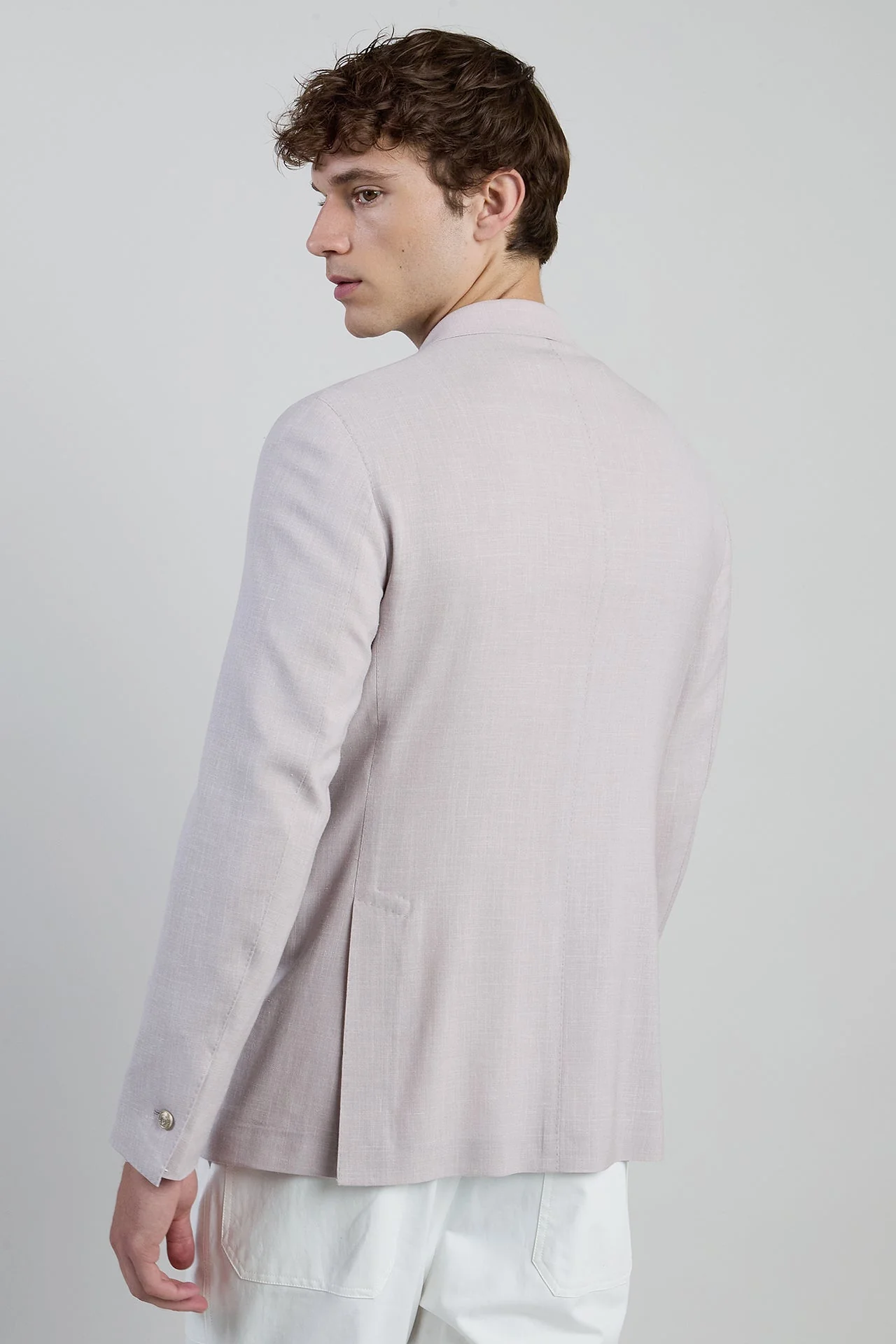 Men's Double-Breasted Wool Silk and Linen Jacket | Eleventy - Image 3
