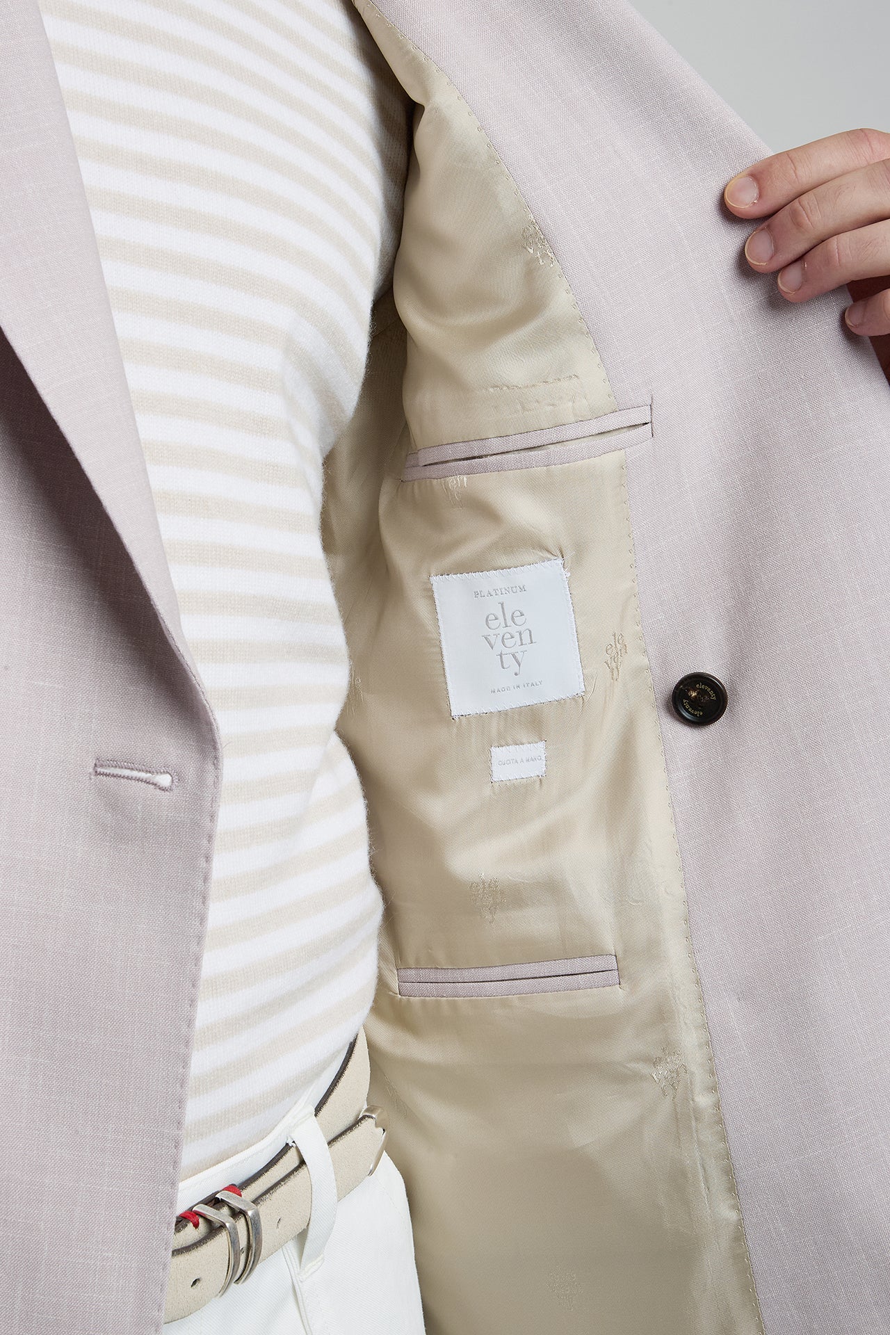 Men's Double-Breasted Wool Silk and Linen Jacket | Eleventy - Image 5