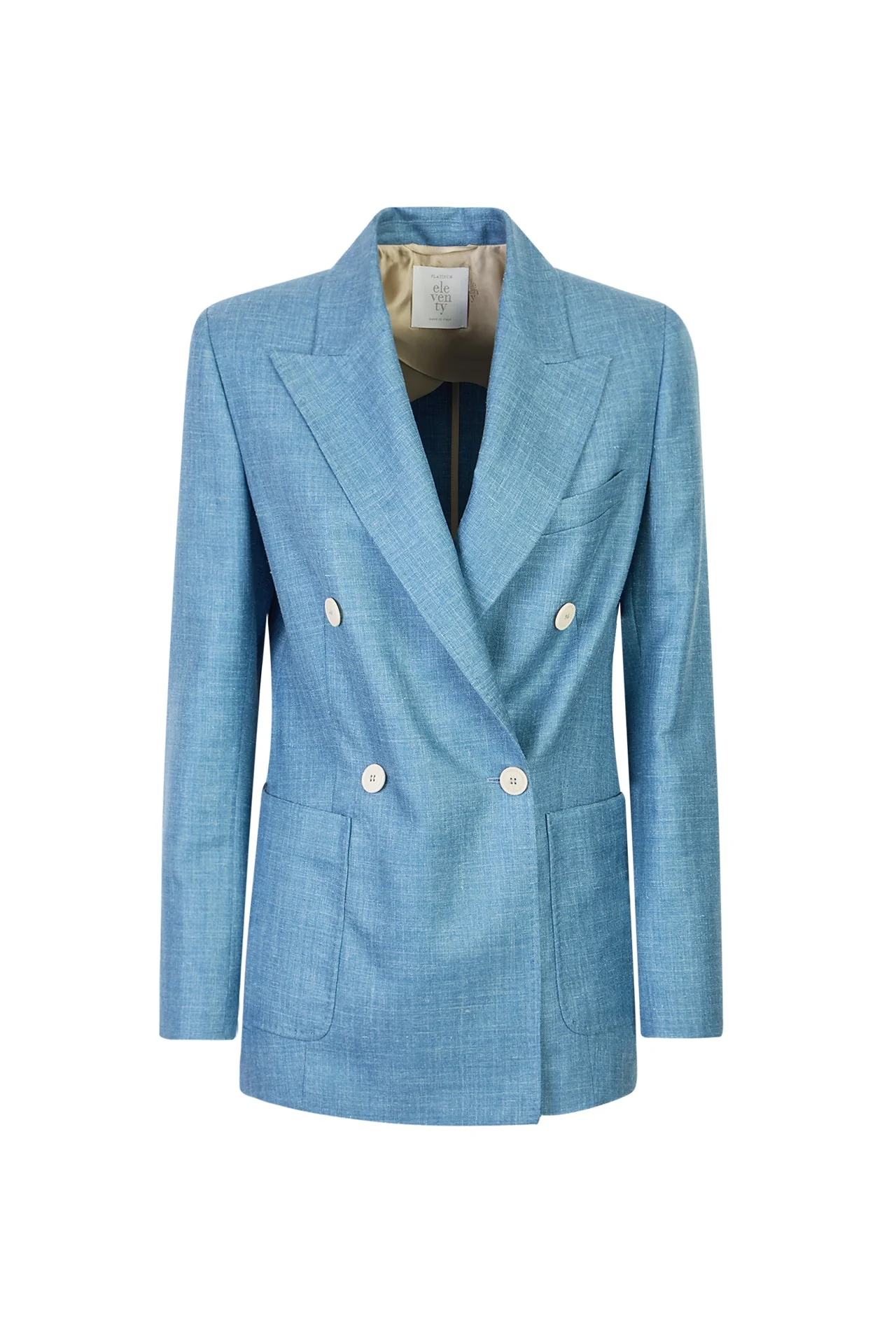 Double-Breasted Wool Silk Linen Herringbone Jacket | Eleventy