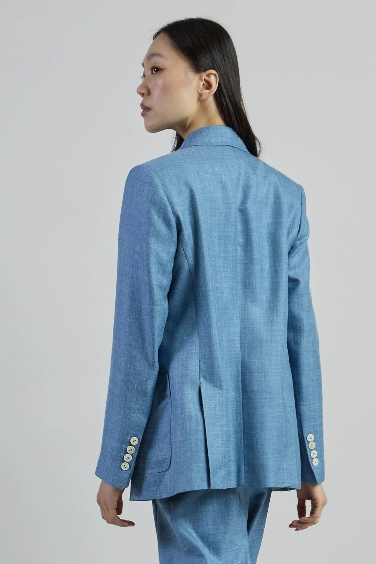 Double-Breasted Wool Silk Linen Herringbone Jacket | Eleventy - Image 3