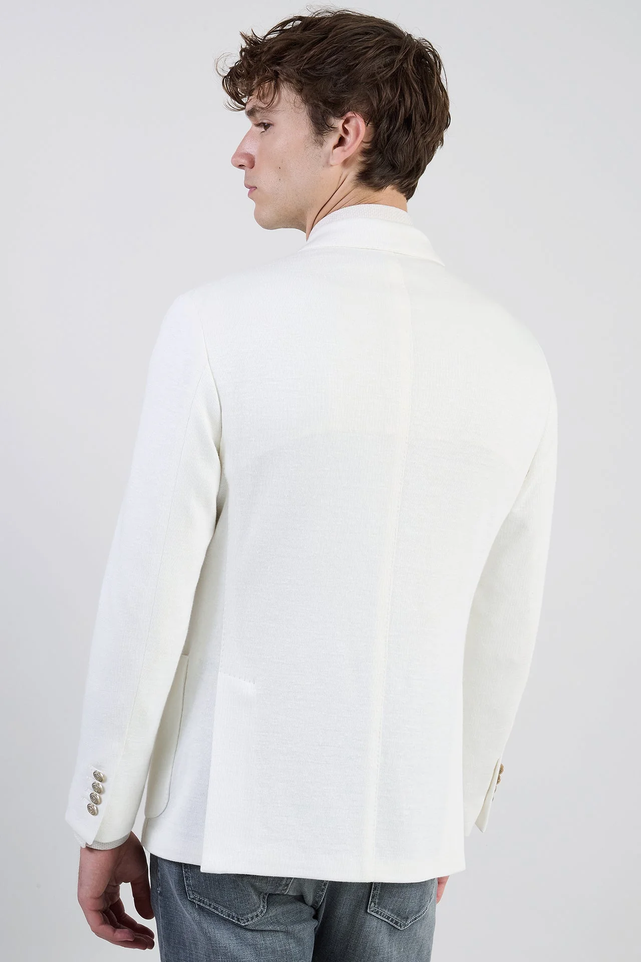 Men's Double-Breasted Linen, Cotton and Tencel Jacket | Eleventy - Image 3