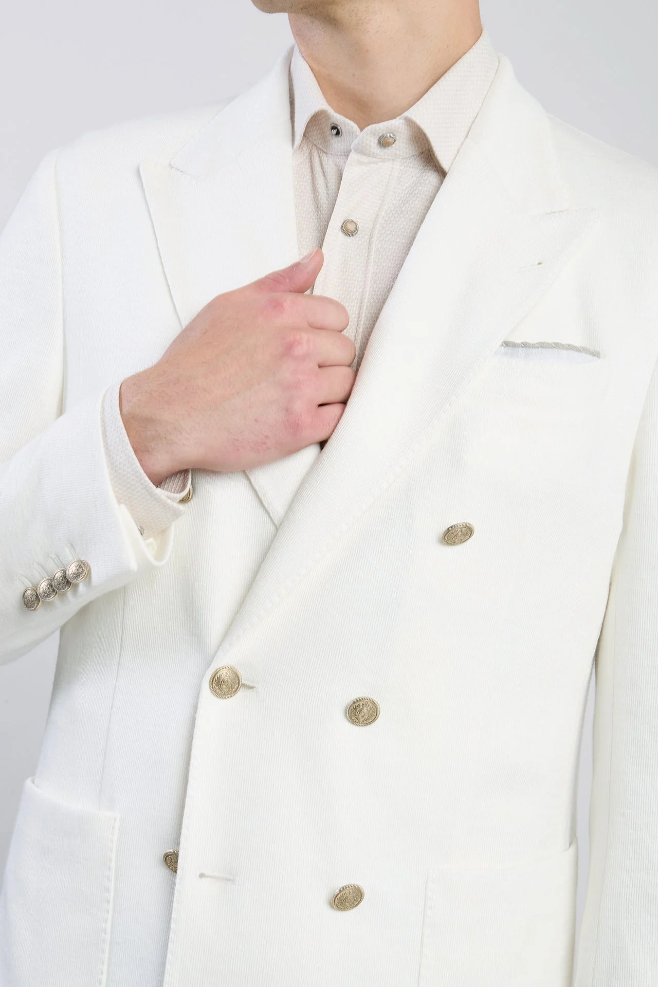 Men's Double-Breasted Linen, Cotton and Tencel Jacket | Eleventy - Image 4