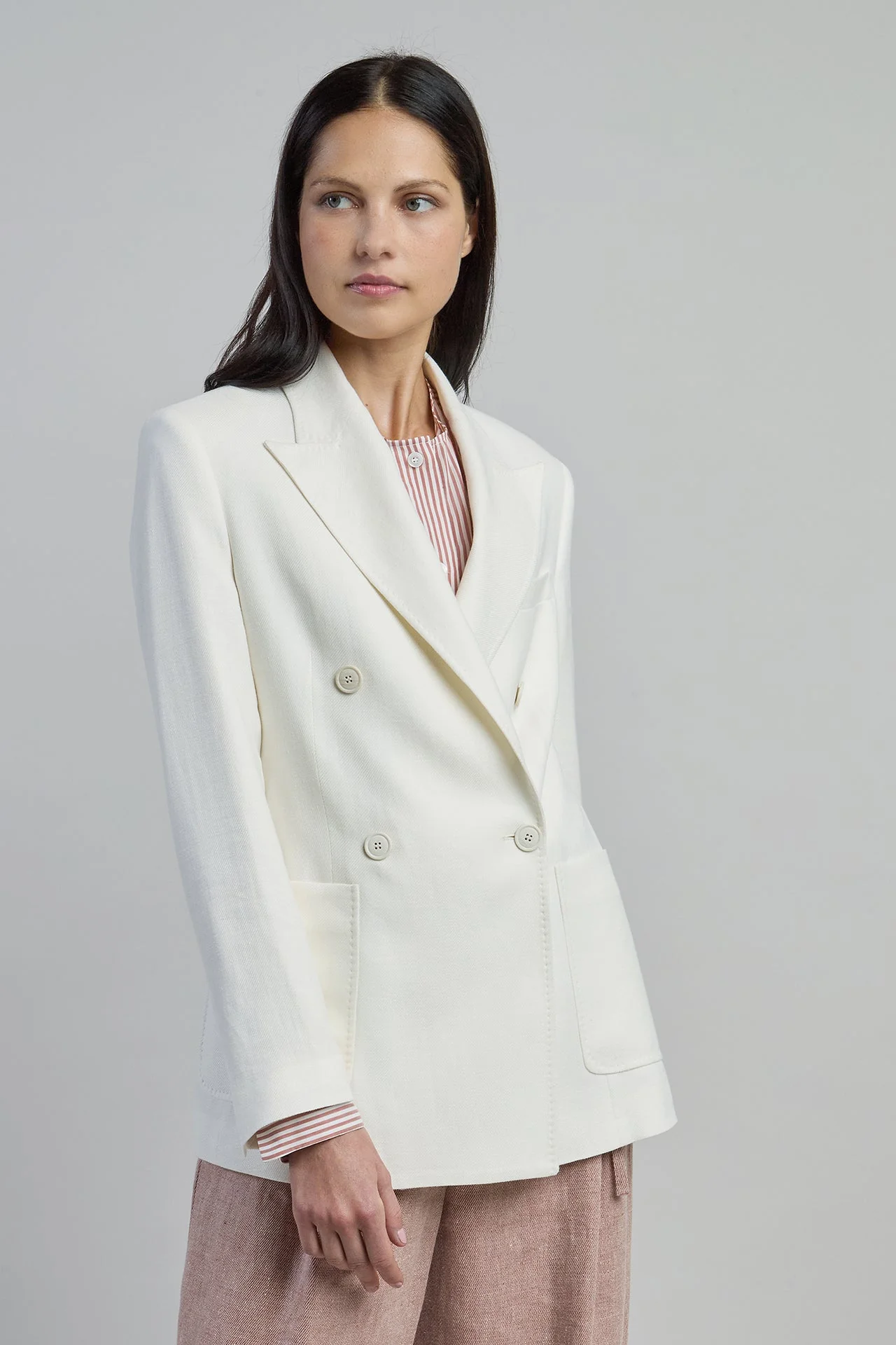 Women's Linen Wool and Silk Double-Breasted Jacket | Eleventy - Image 2
