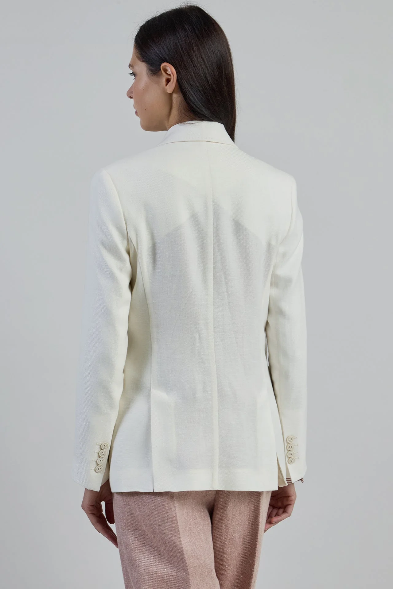 Women's Linen Wool and Silk Double-Breasted Jacket | Eleventy - Image 3