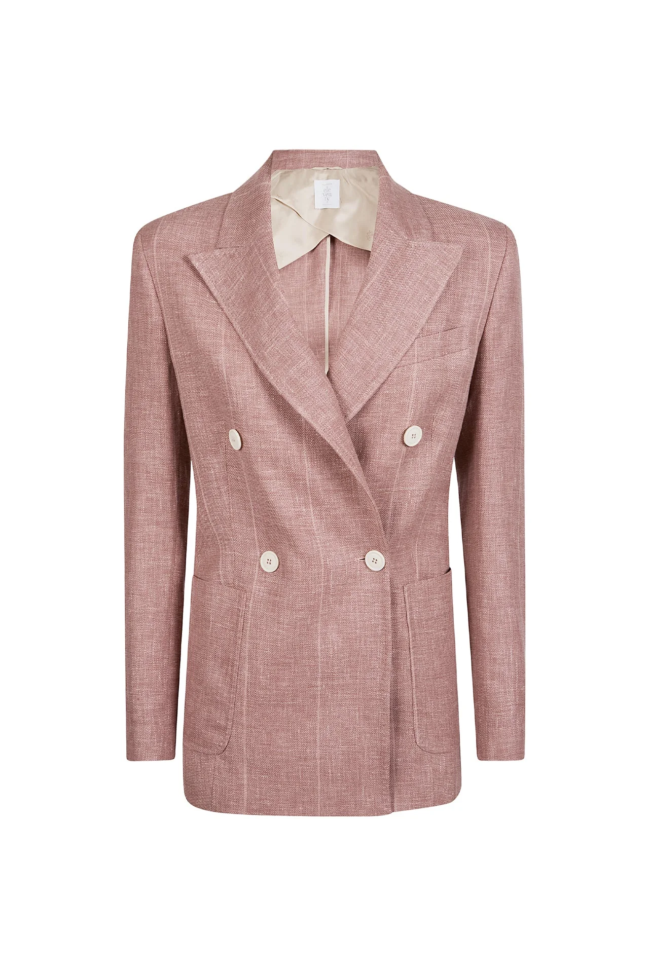 Women's Double-Breasted Linen Wool Silk Pinstripe Jacket | Eleventy