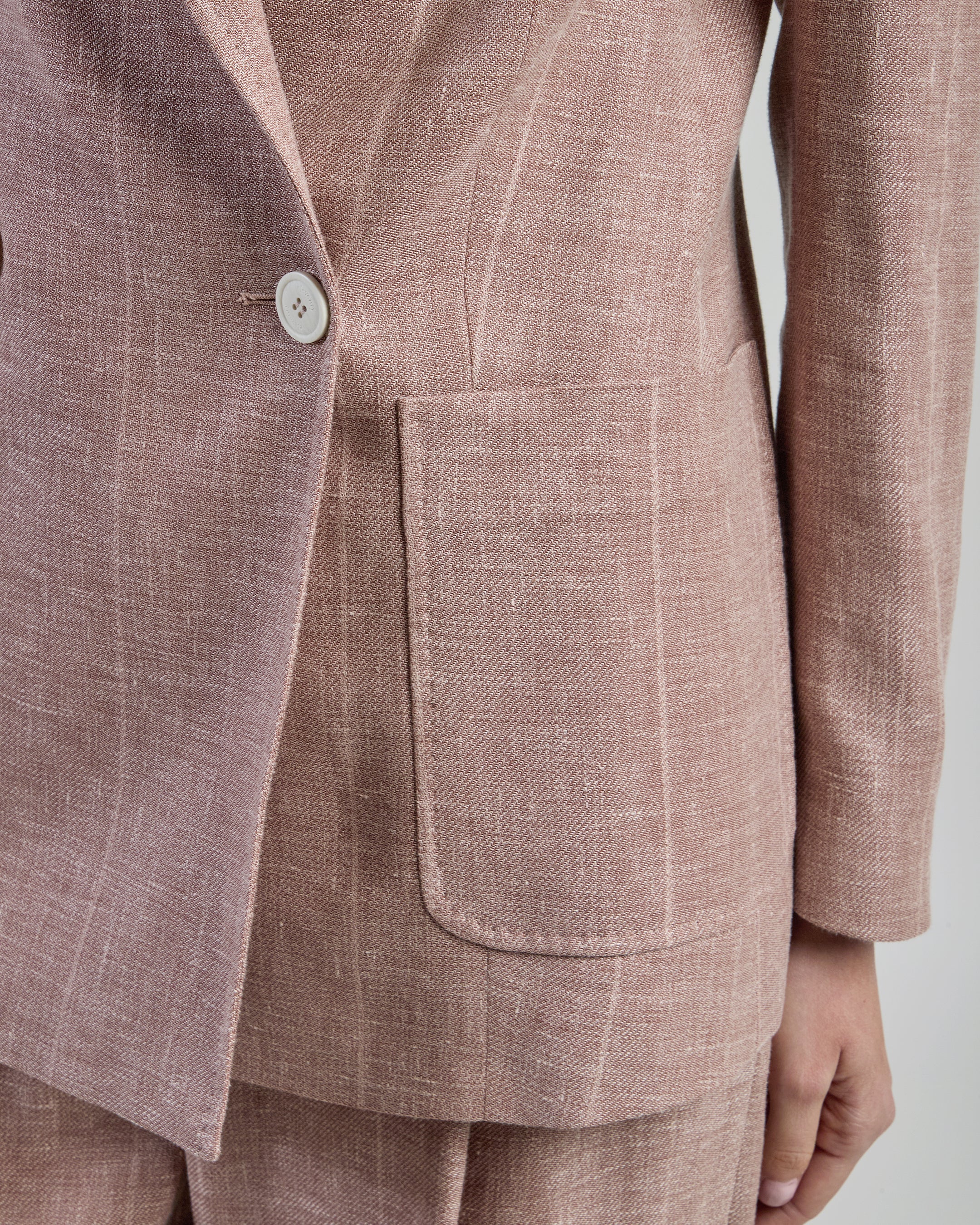 Women's Double-Breasted Linen Wool Silk Pinstripe Jacket | Eleventy - Image 4