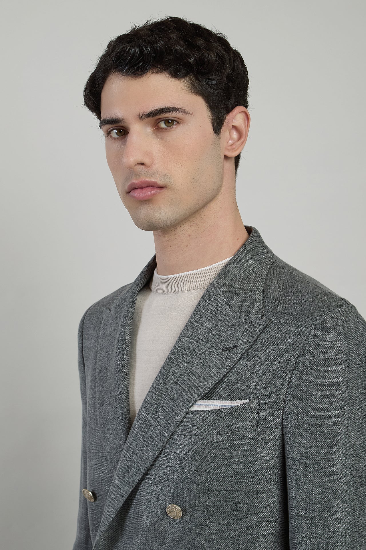 Men's Double-Breasted Linen, Wool and Silk Jacket | Eleventy - Image 5