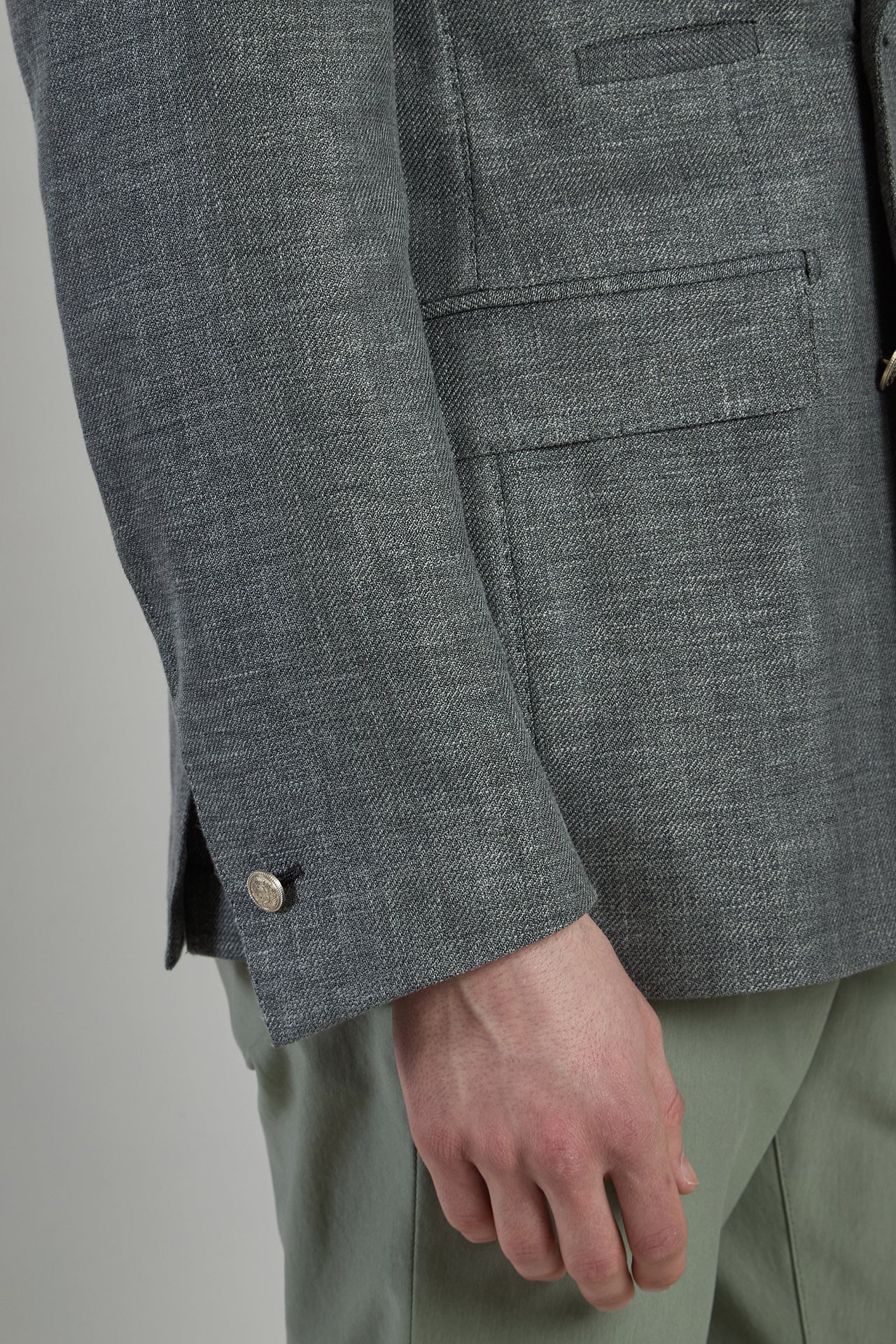 Men's Double-Breasted Linen, Wool and Silk Jacket | Eleventy - Image 6