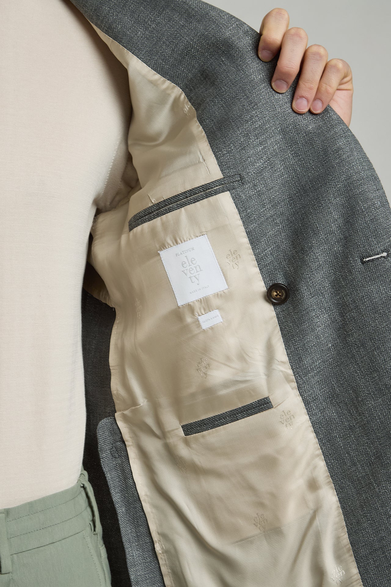 Men's Double-Breasted Linen, Wool and Silk Jacket | Eleventy - Image 7