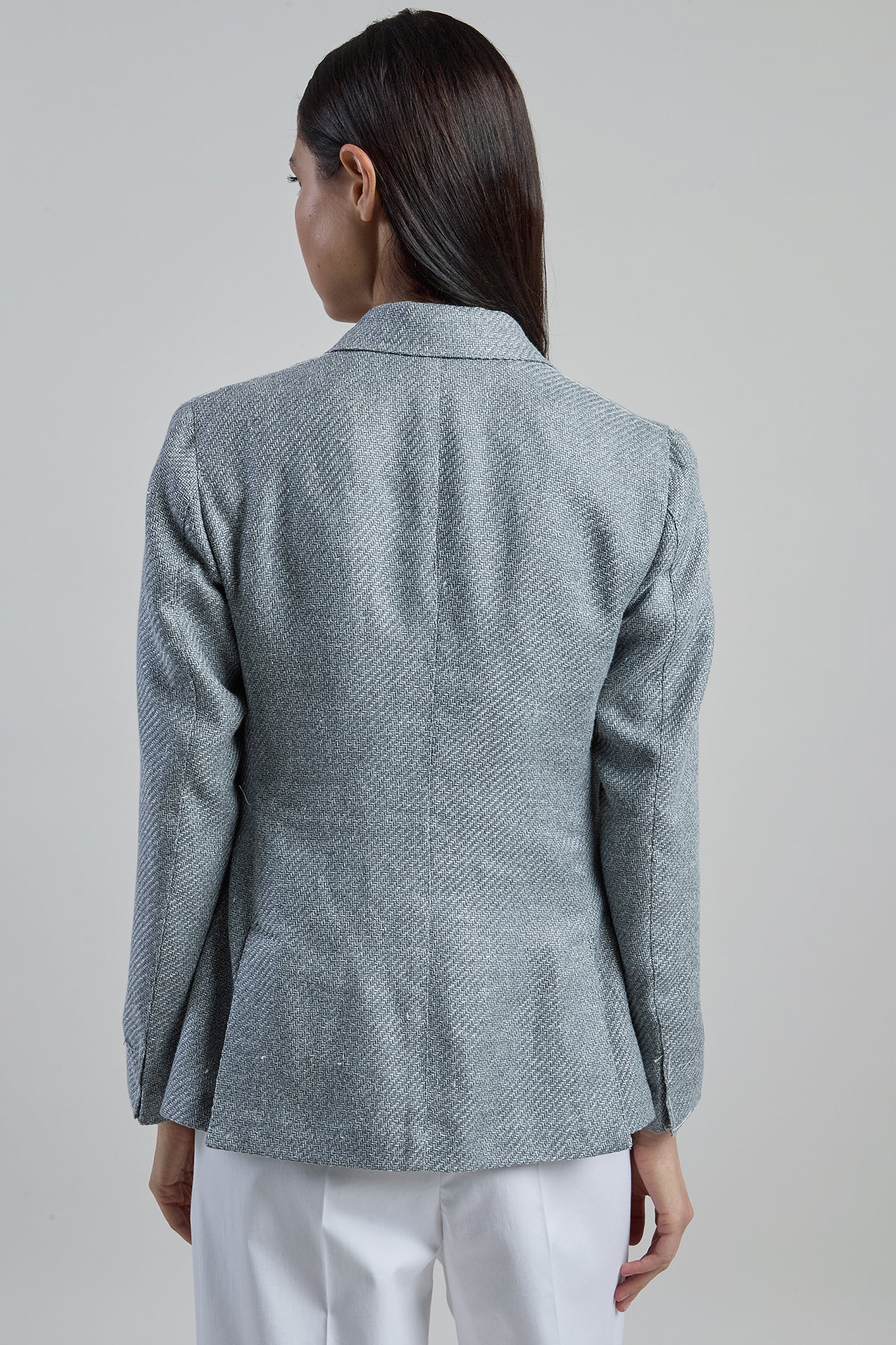Women's Double-Breasted Silk Linen and Cotton Jacket | Eleventy - Image 3