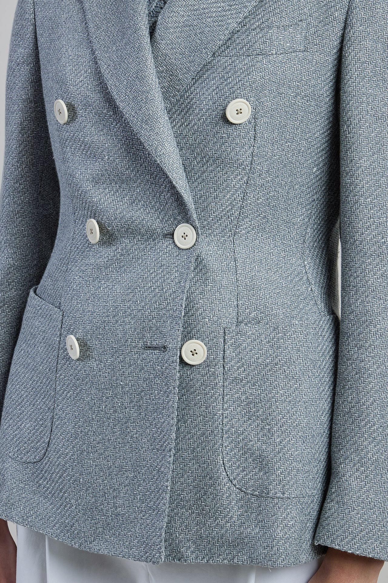 Women's Double-Breasted Silk Linen and Cotton Jacket | Eleventy - Image 4