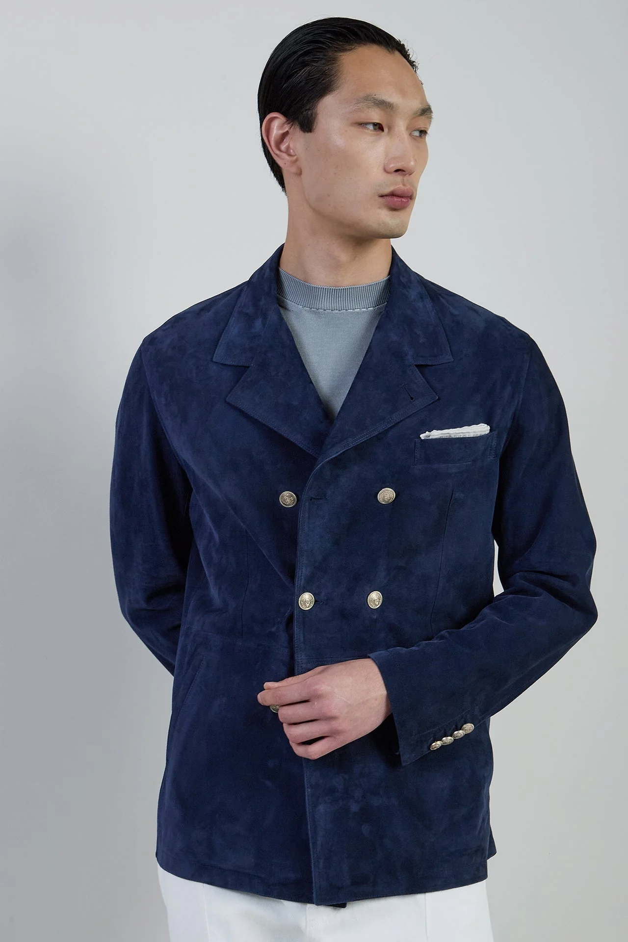 Men's Double-Breasted Suede Jacket in Nappa Finish | Eleventy - Image 2