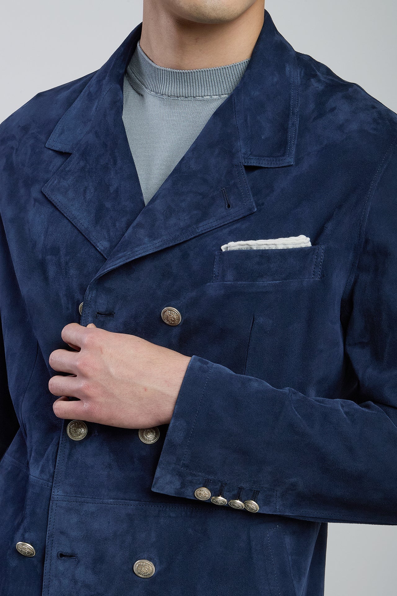 Men's Double-Breasted Suede Jacket in Nappa Finish | Eleventy - Image 4