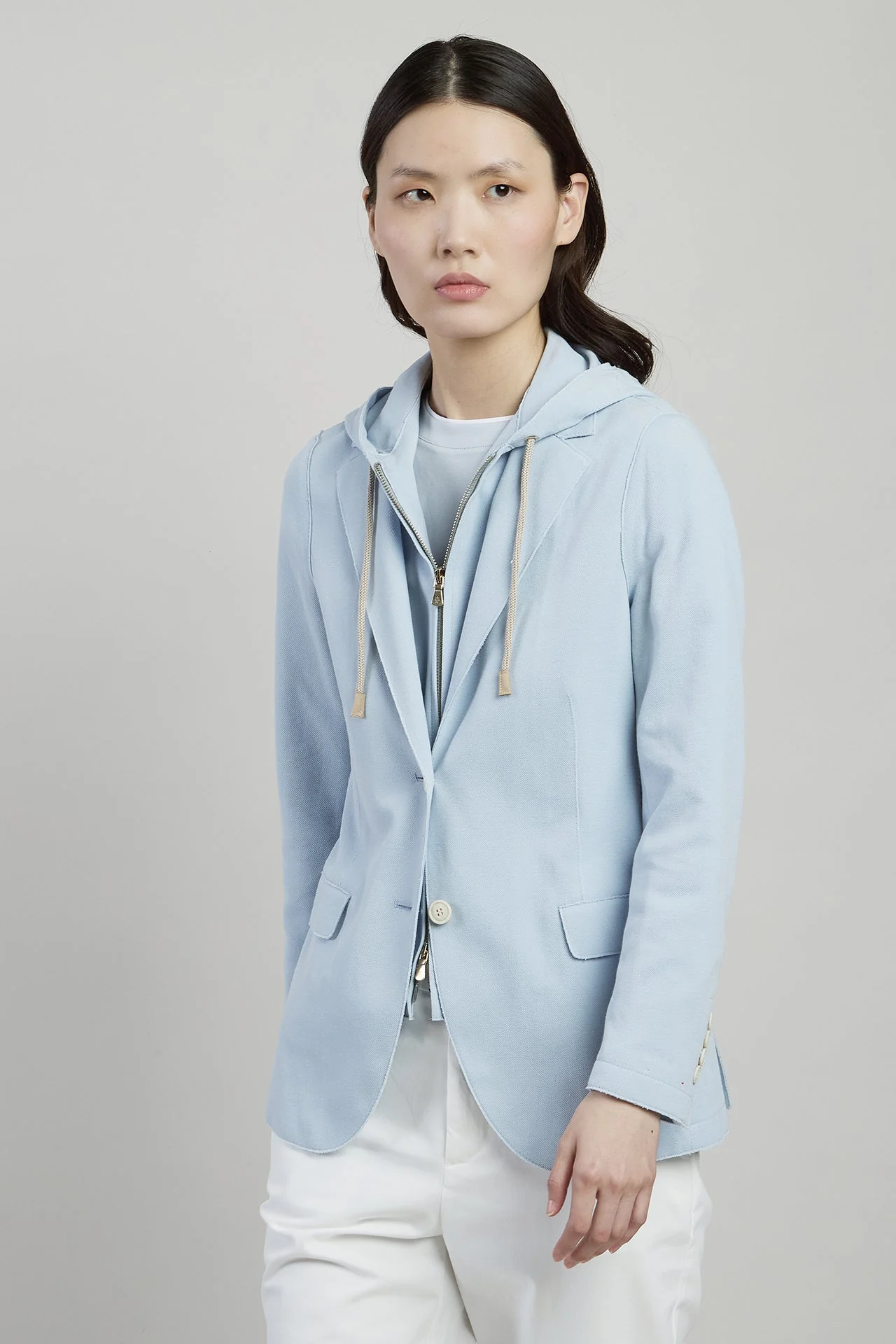 Women's Single-Breasted Stretch Cotton Jacket | Eleventy - Image 2