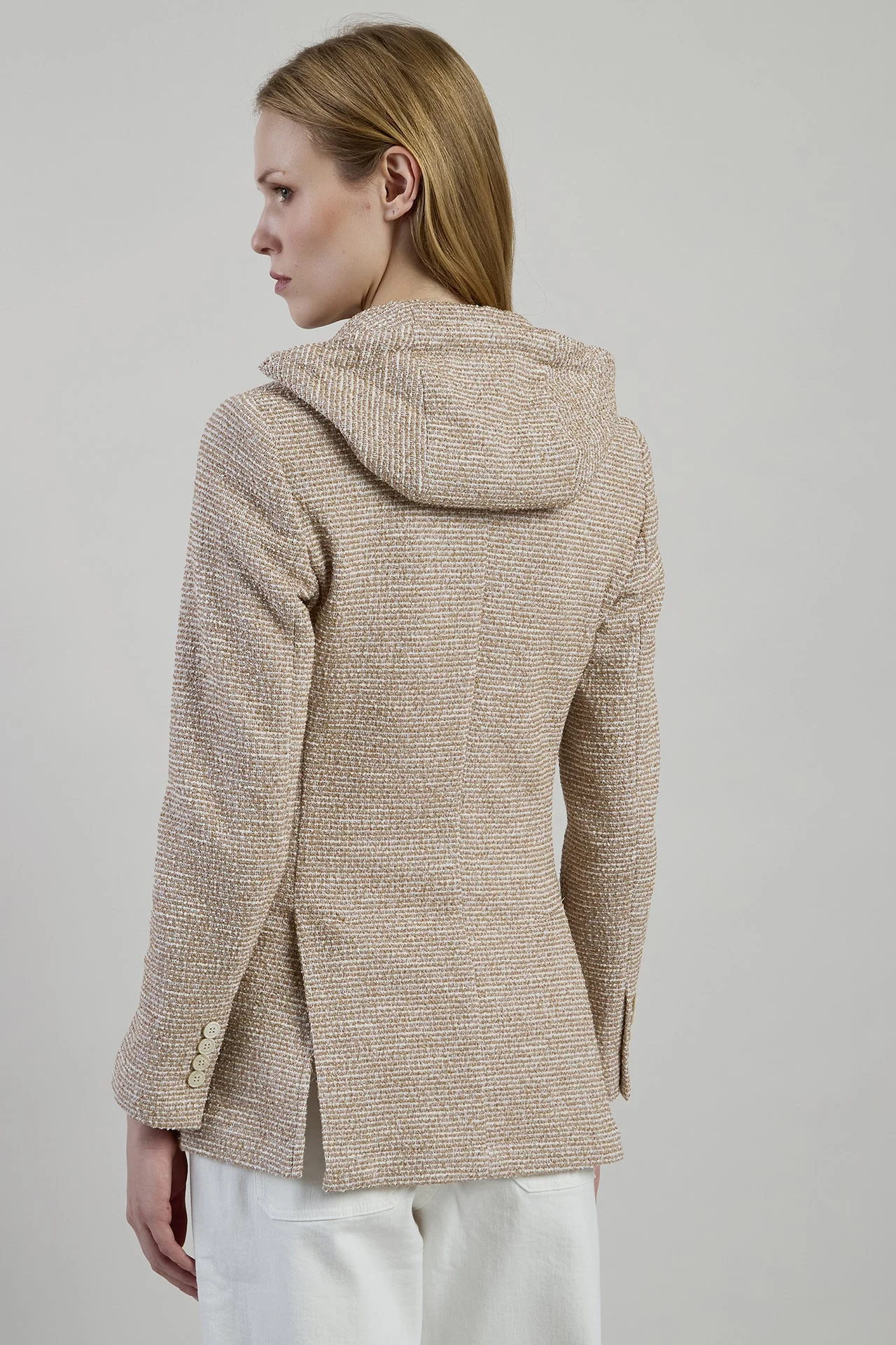Women's Single-Breasted Stretch Cotton Bouclé Jacket | Eleventy - Image 3