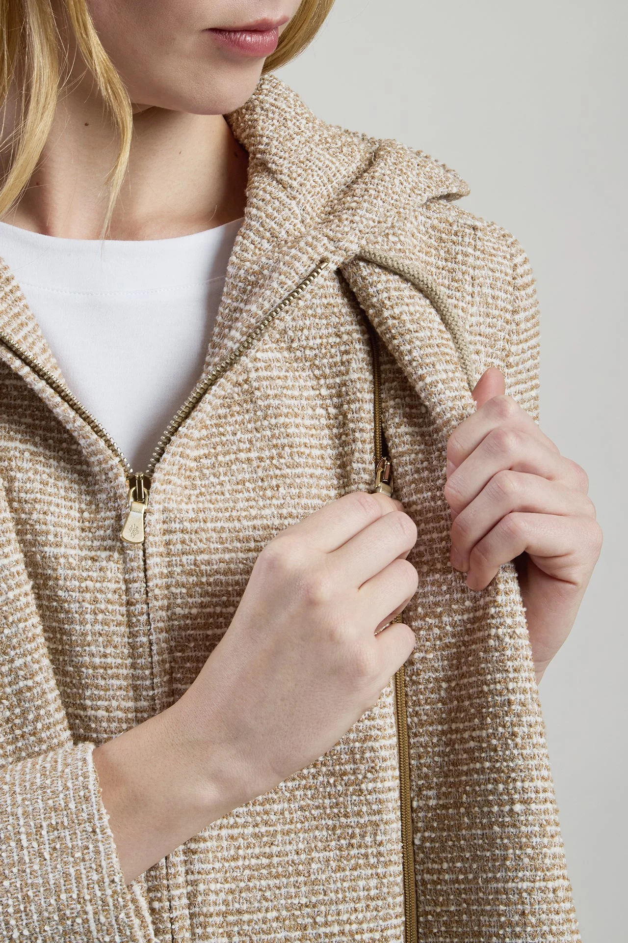 Women's Single-Breasted Stretch Cotton Bouclé Jacket | Eleventy - Image 5