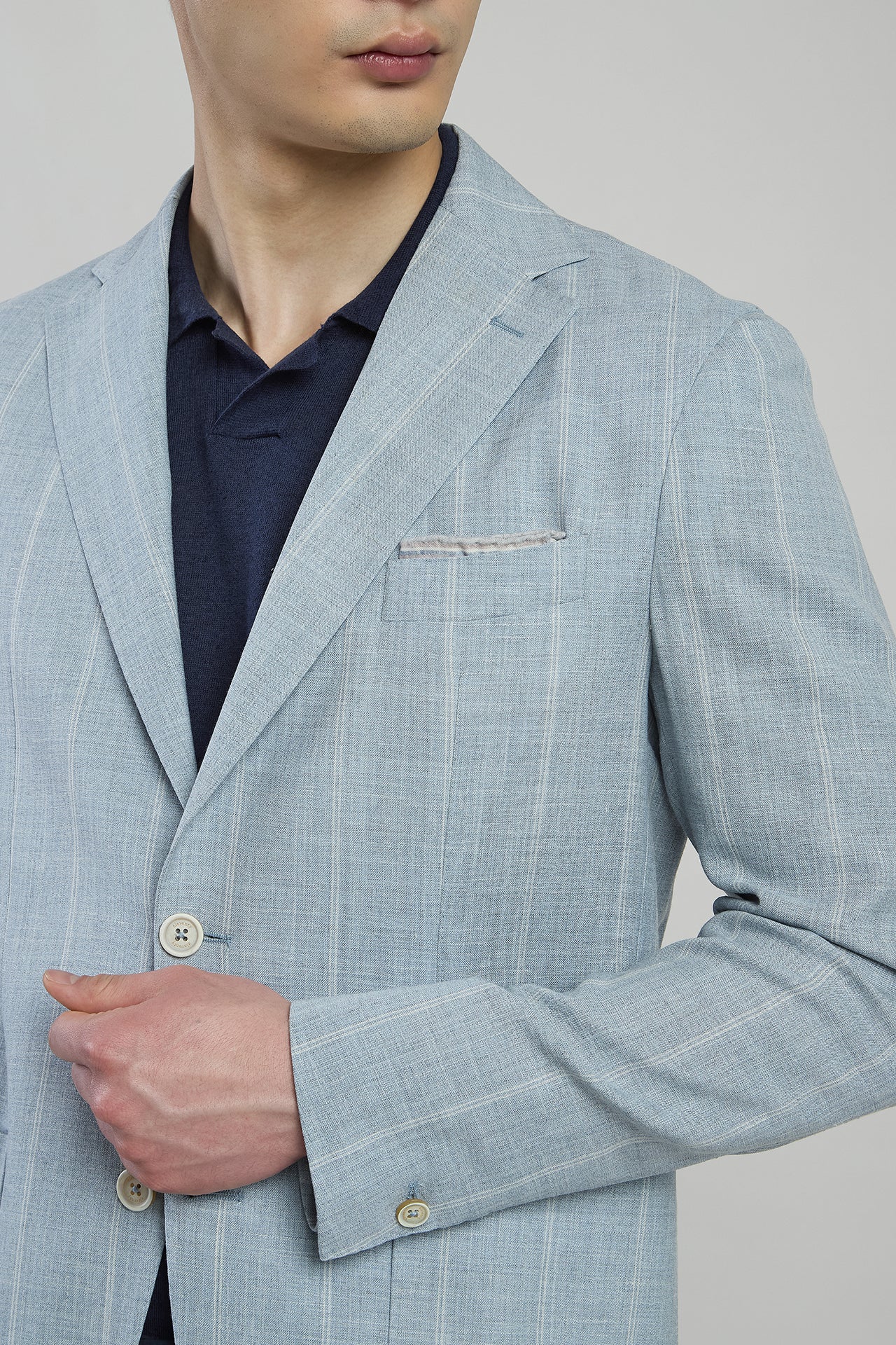Men's Single-Breasted Wool Silk Linen Slim Jacket | Eleventy - Image 5