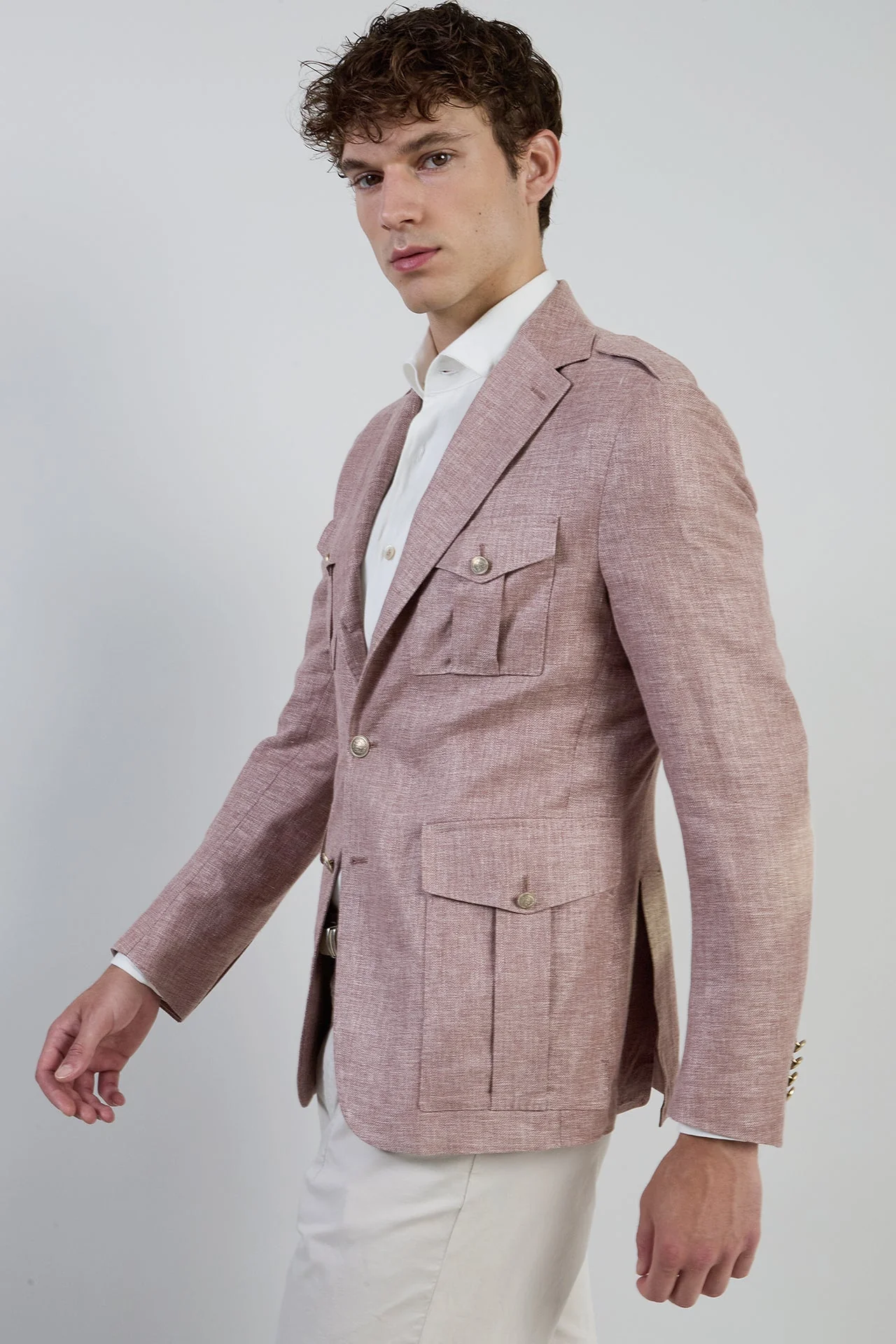 Men's Single-Breasted Linen Cashmere and Silk Jacket | Eleventy - Image 2