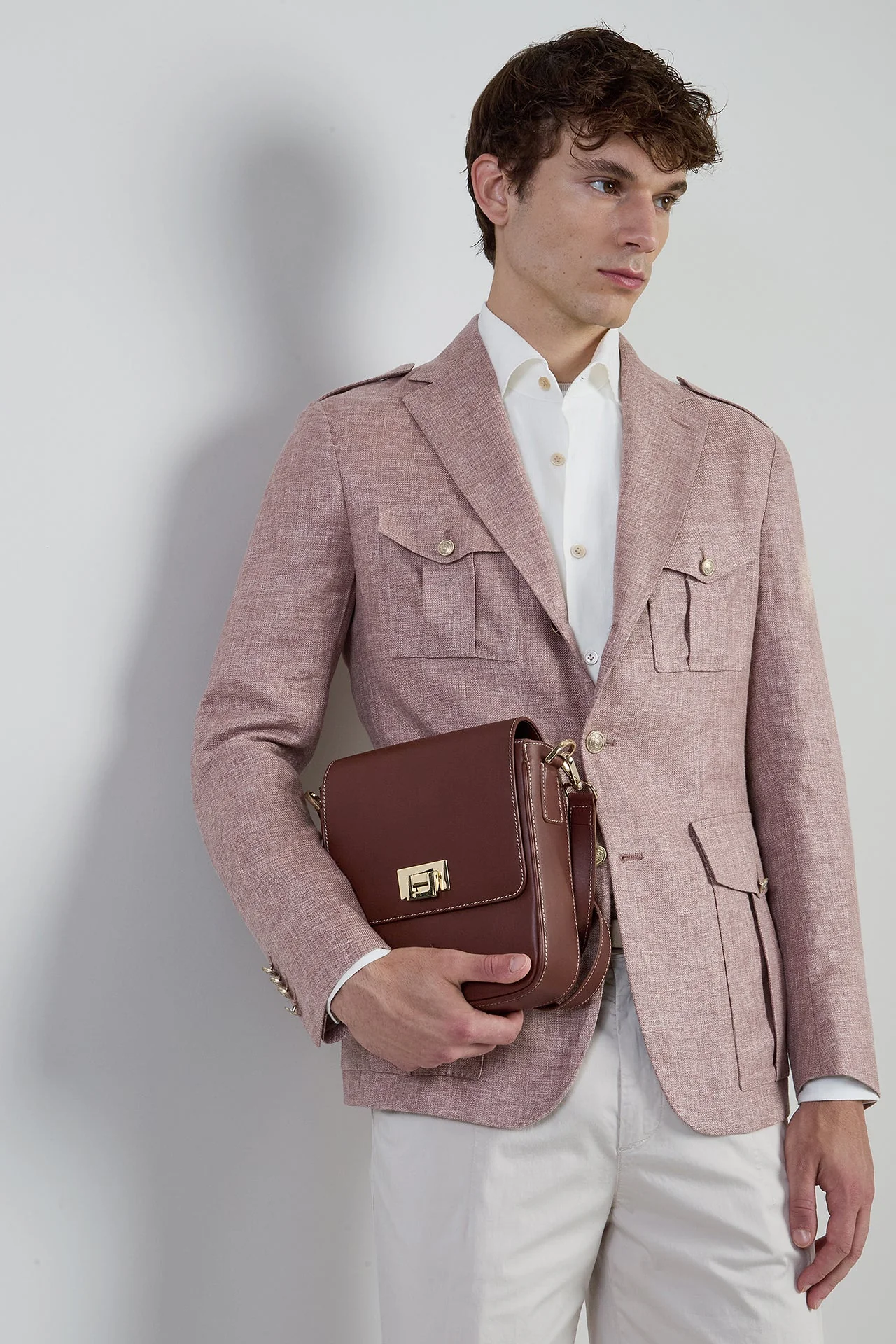 Men's Single-Breasted Linen Cashmere and Silk Jacket | Eleventy - Image 5