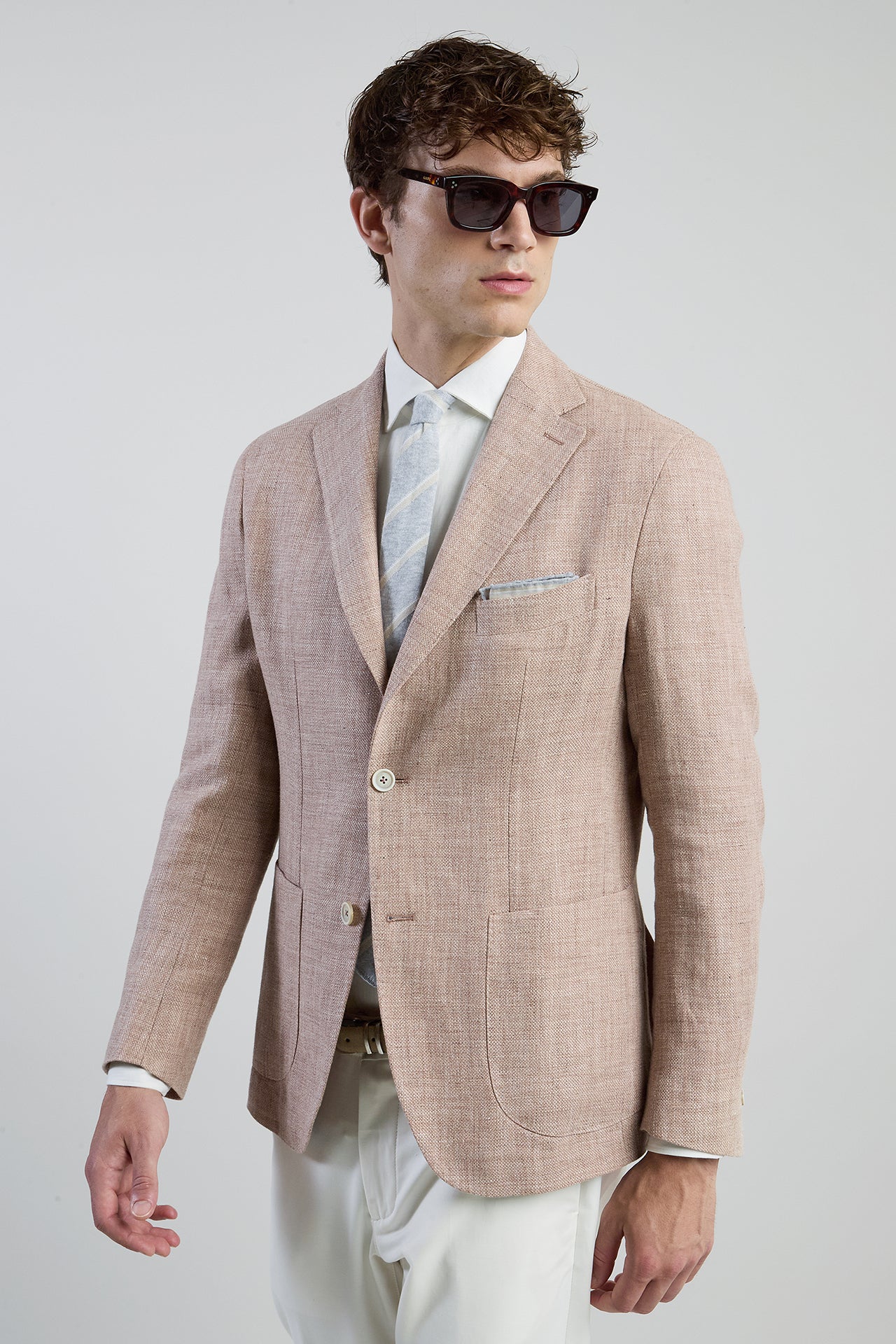 Slim Fit Single-Breasted Linen and Wool Jacket | Eleventy - Image 2