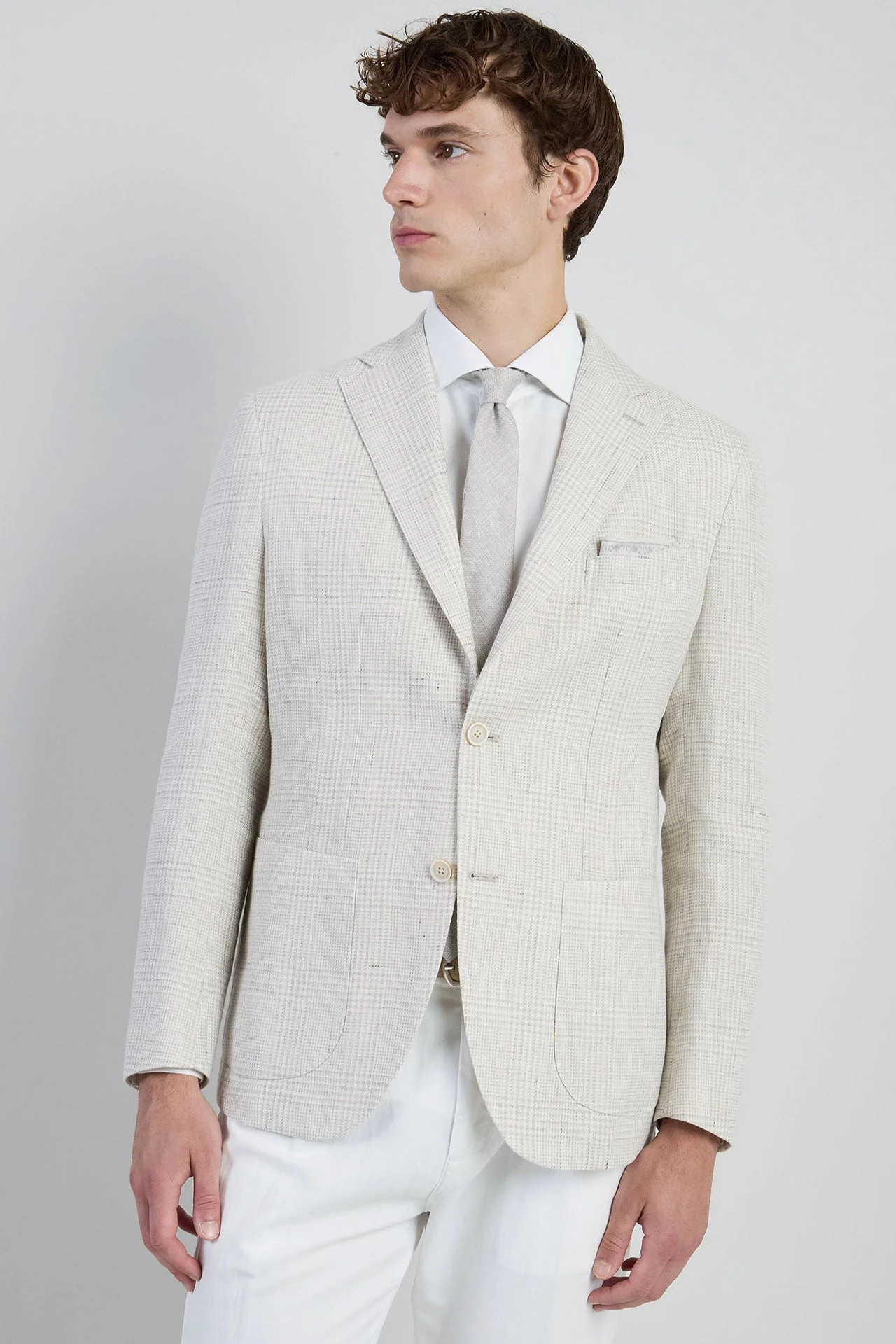 Men's Slim Fit Single-Breasted Linen and Wool Jacket | Eleventy - Image 2