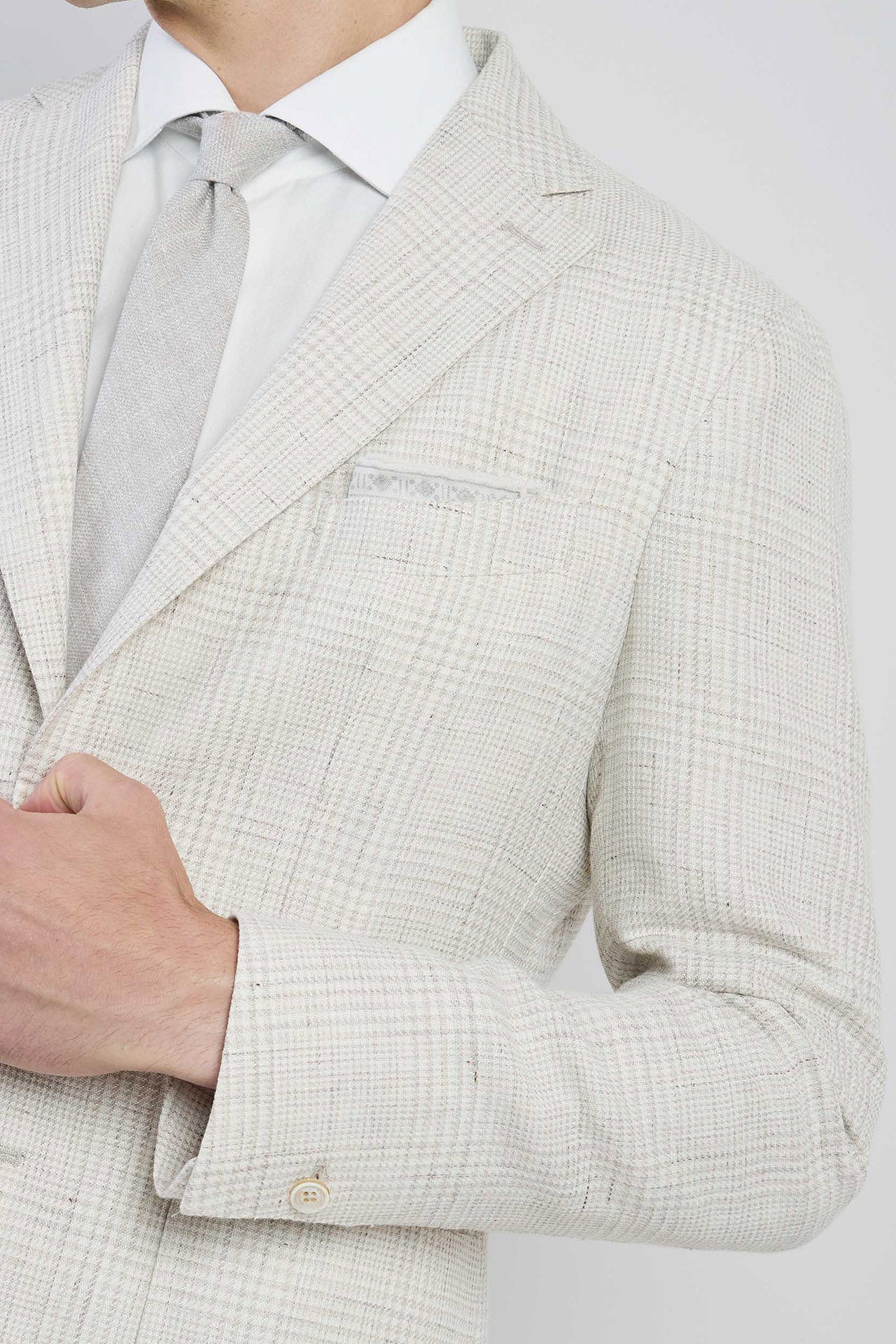 Men's Slim Fit Single-Breasted Linen and Wool Jacket | Eleventy - Image 4