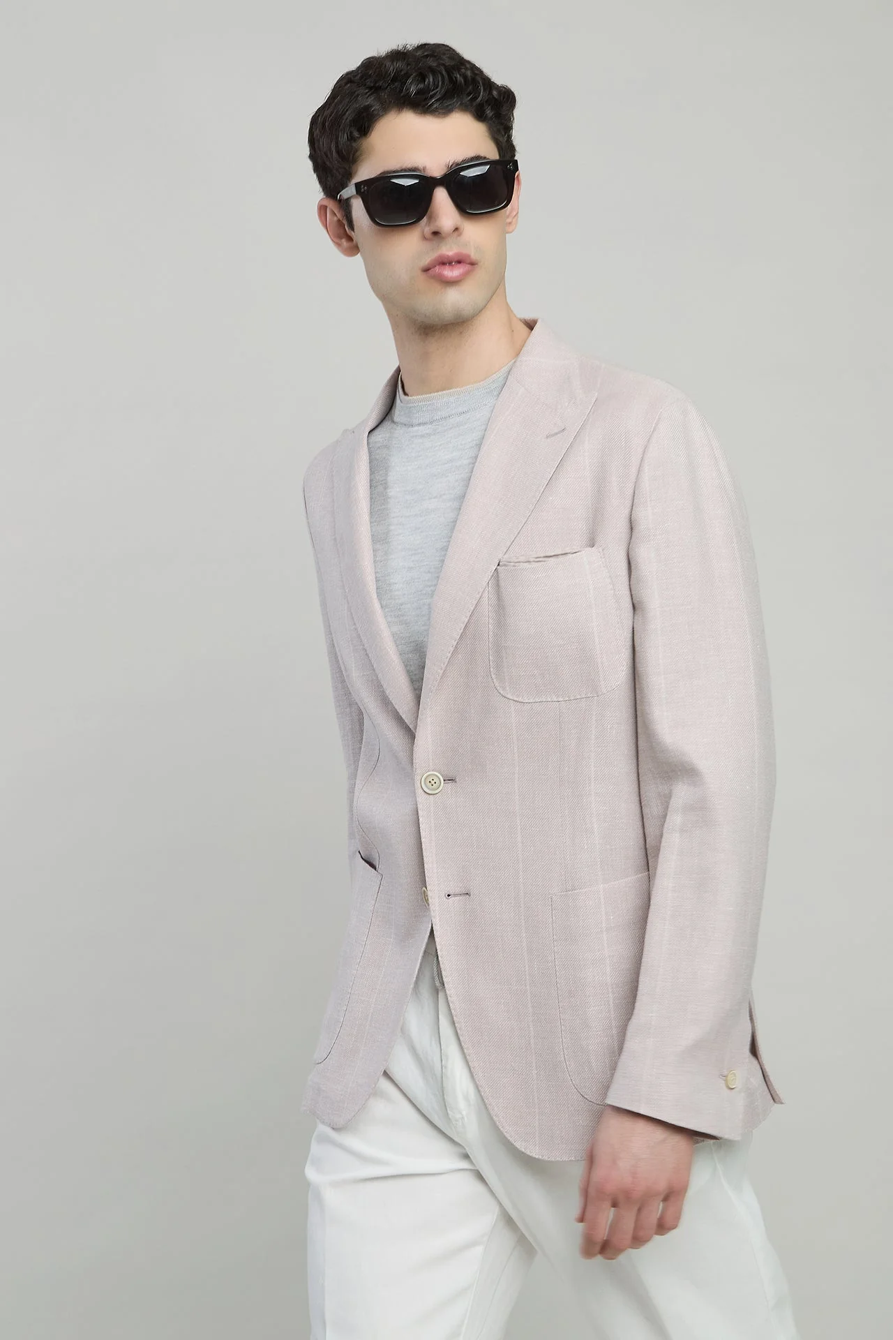 Men's Single-Breasted Linen Wool and Silk Jacket | Eleventy - Image 2
