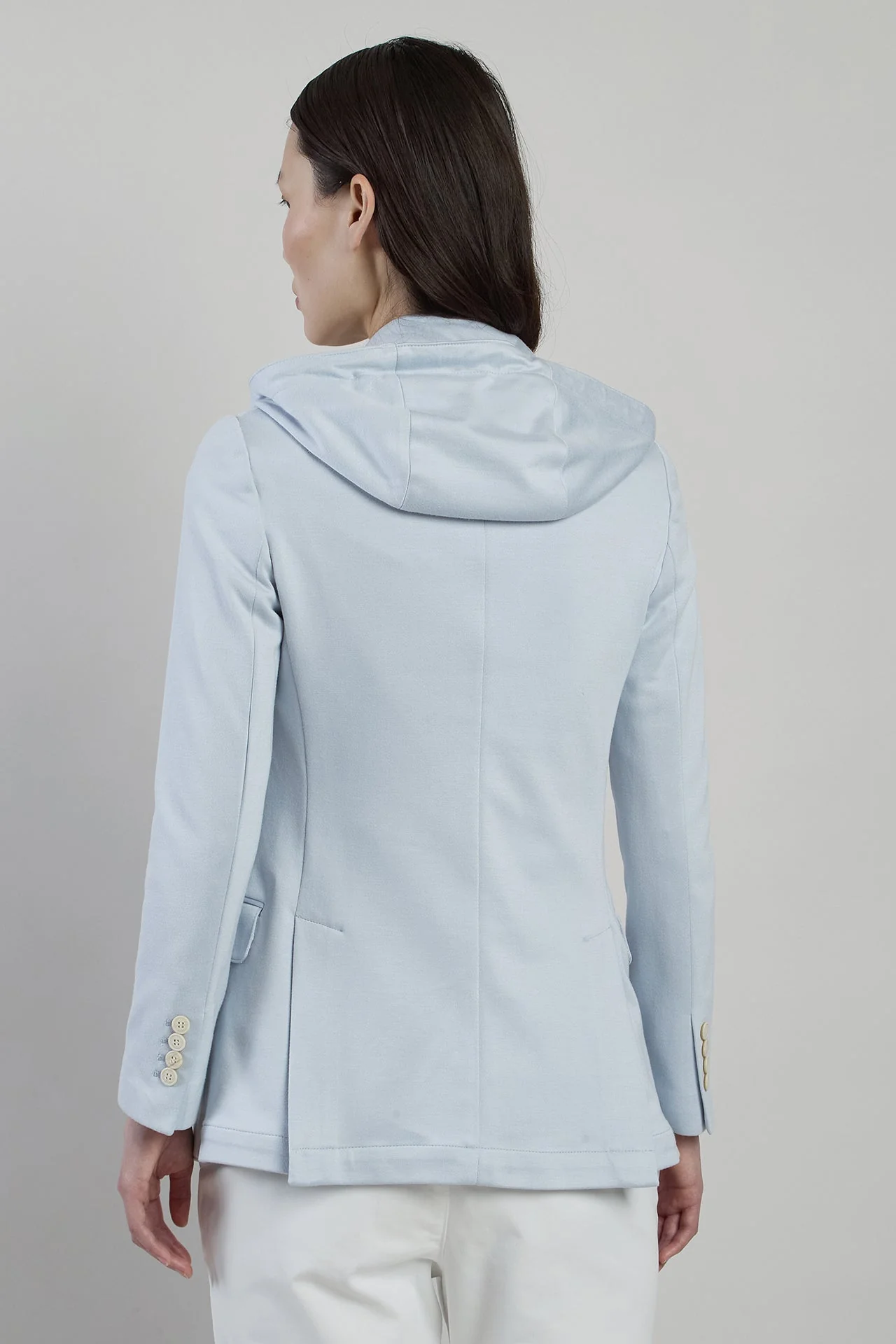 Women's Single-Breasted Viscose Cotton Jacket with Hood | Eleventy - Image 3