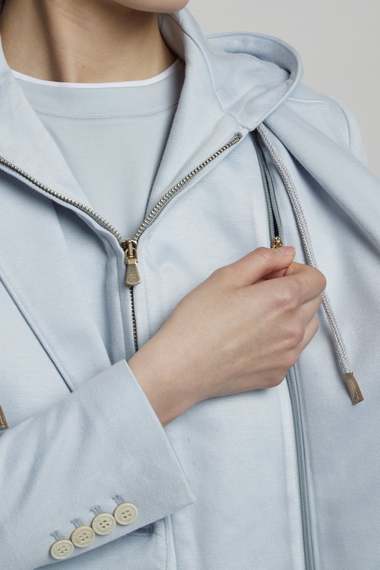 Women's Single-Breasted Viscose Cotton Jacket with Hood | Eleventy - Image 5