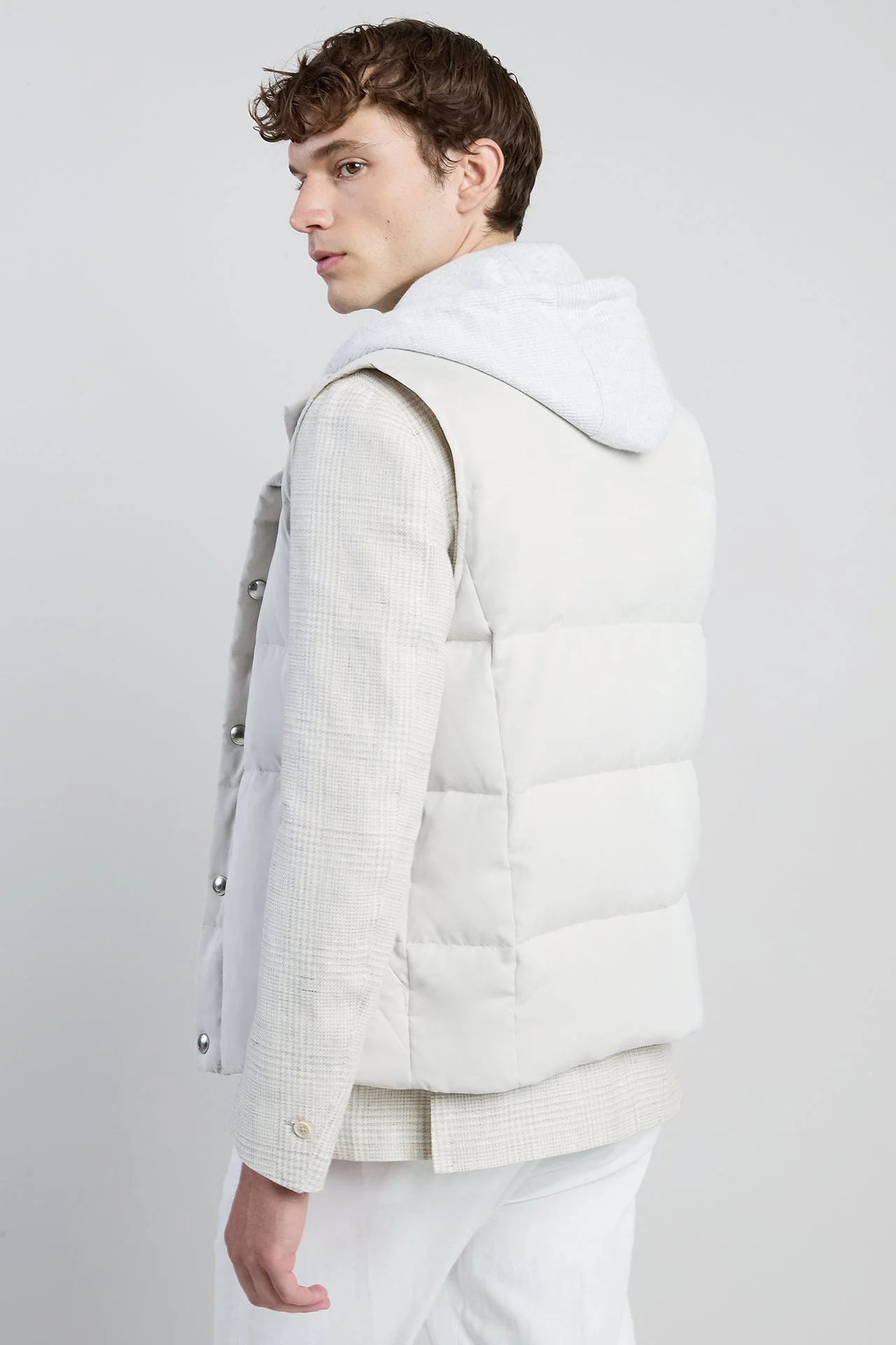 Men's Silk Padded Vest with Detachable Hooded Bib | Eleventy - Image 3